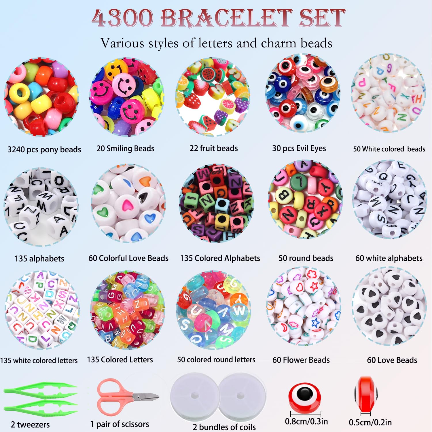 LYMOOR 4240 - Juego de cuentas de pony, 120 colores, incluye 1000 cuentas Kandi de ojo de arcilla arcoíris para hacer pulseras, cuentas de pelo para joyas, collares, manualidades, con caja de regalo y