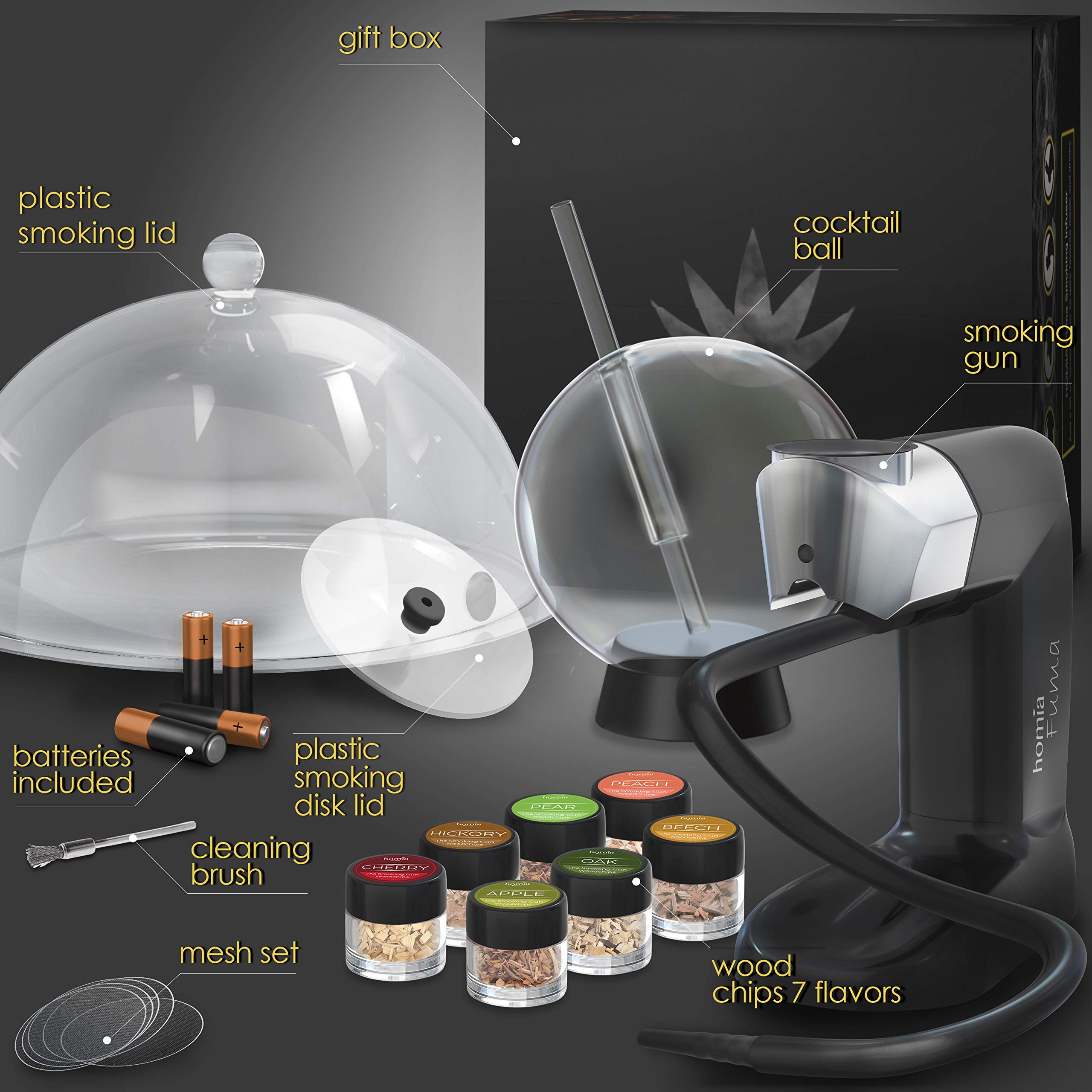 homia Smoking Gun Wood Smoke Infuser Premium Kit, 14 PCS, Smoker