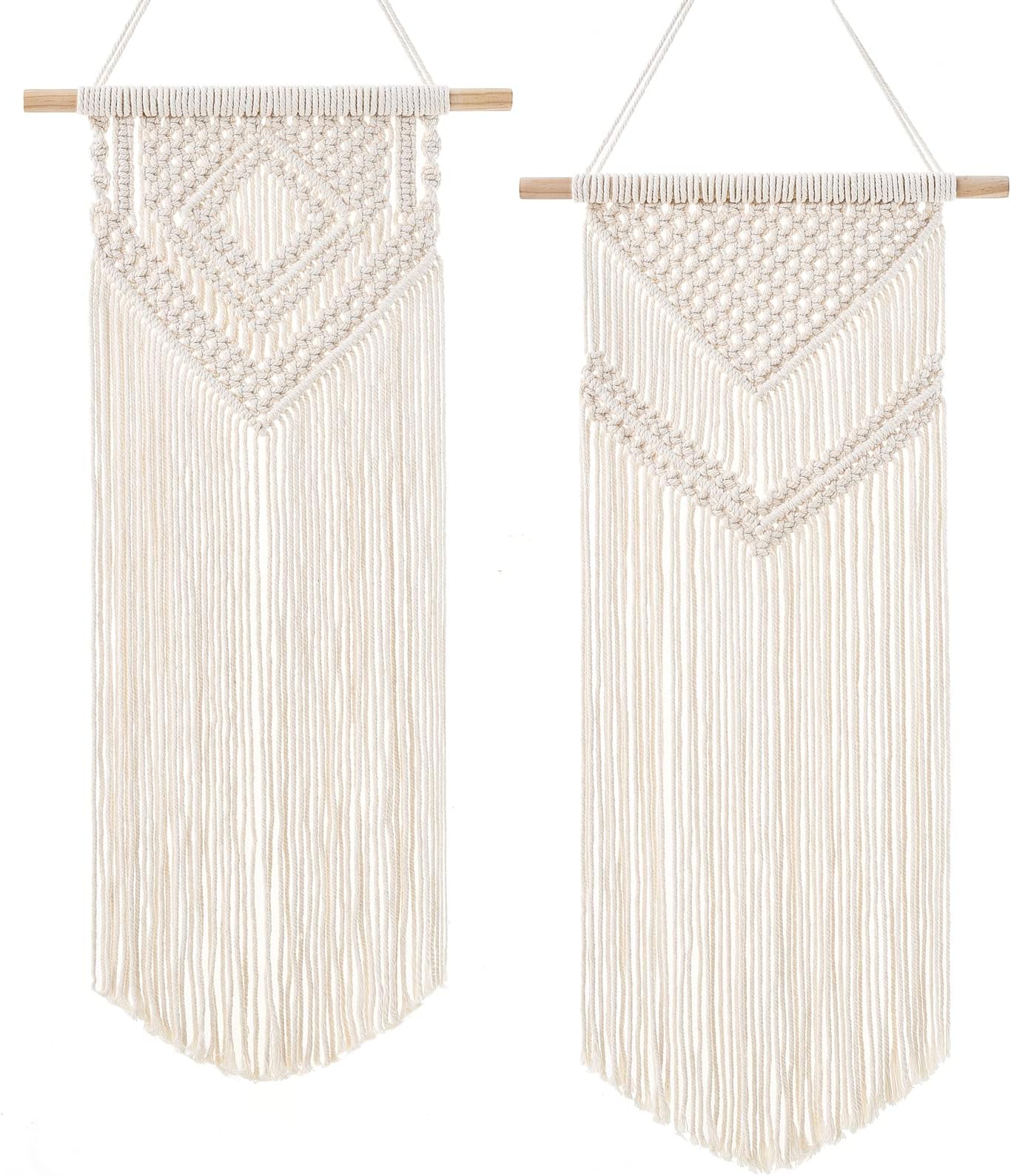Dahey 2 Pcs Macrame Wall Hanging Woven Tapestry Wall Art Decor - Beautiful for Boho Home Decor, Apartment, Nursery, Party Decorations, 26" L×13" W, Medium
