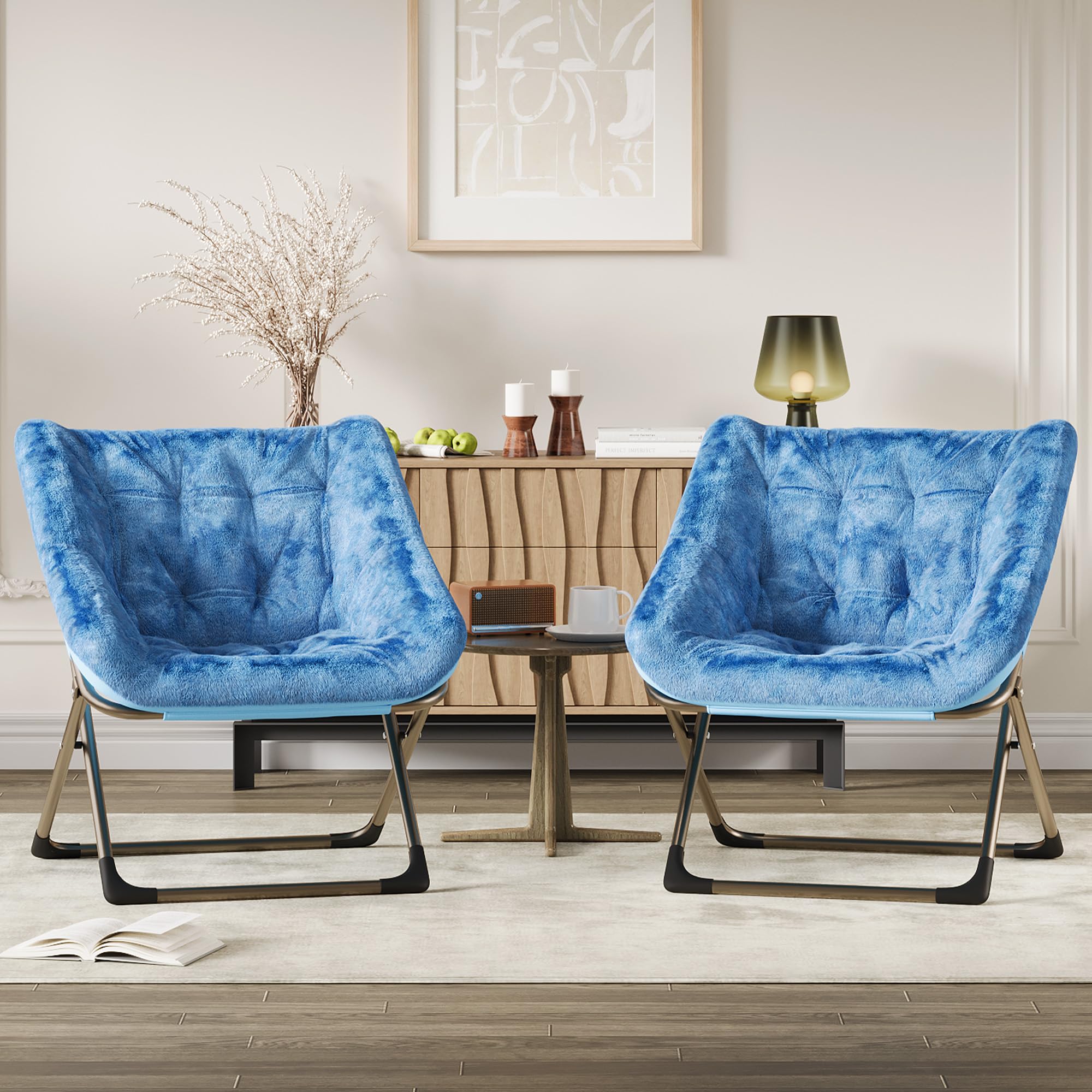 Sillón Plegable De Interior, Sillón De Salón Mullido y Afelpado, con Estructura Metálica Resistente, Sin Necesidad De Montaje, Ideal para Apartamentos, Dormitorios y Oficinas