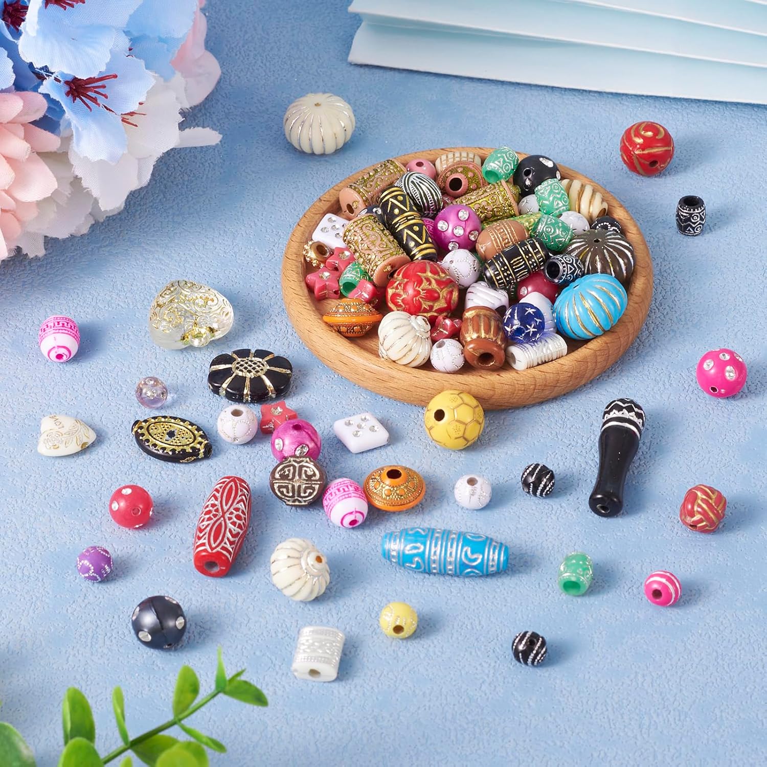 Cheriswelry Assorted Acrylic Beads for Bracelet Opaque Heart Flower Beads Colorful Metal Enlaced Aesthetic Beads Spacers for Jewelry Making Necklace Earring Keychain (100G) - Image 5