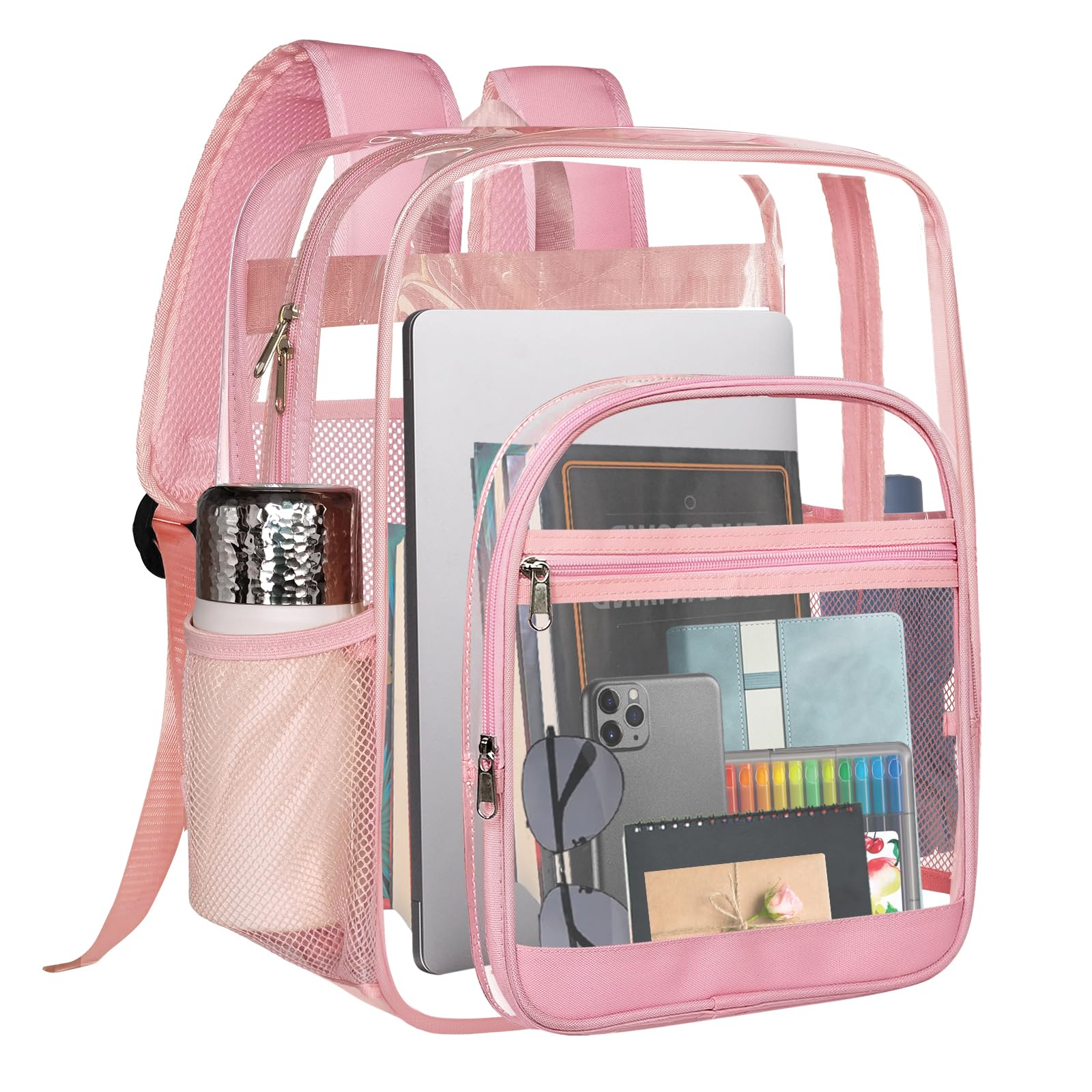 SDFGHG Clear Backpack,Sturdy Shape Heavy Duty Large Clear Backpack,Casual Daypacks (Pink)