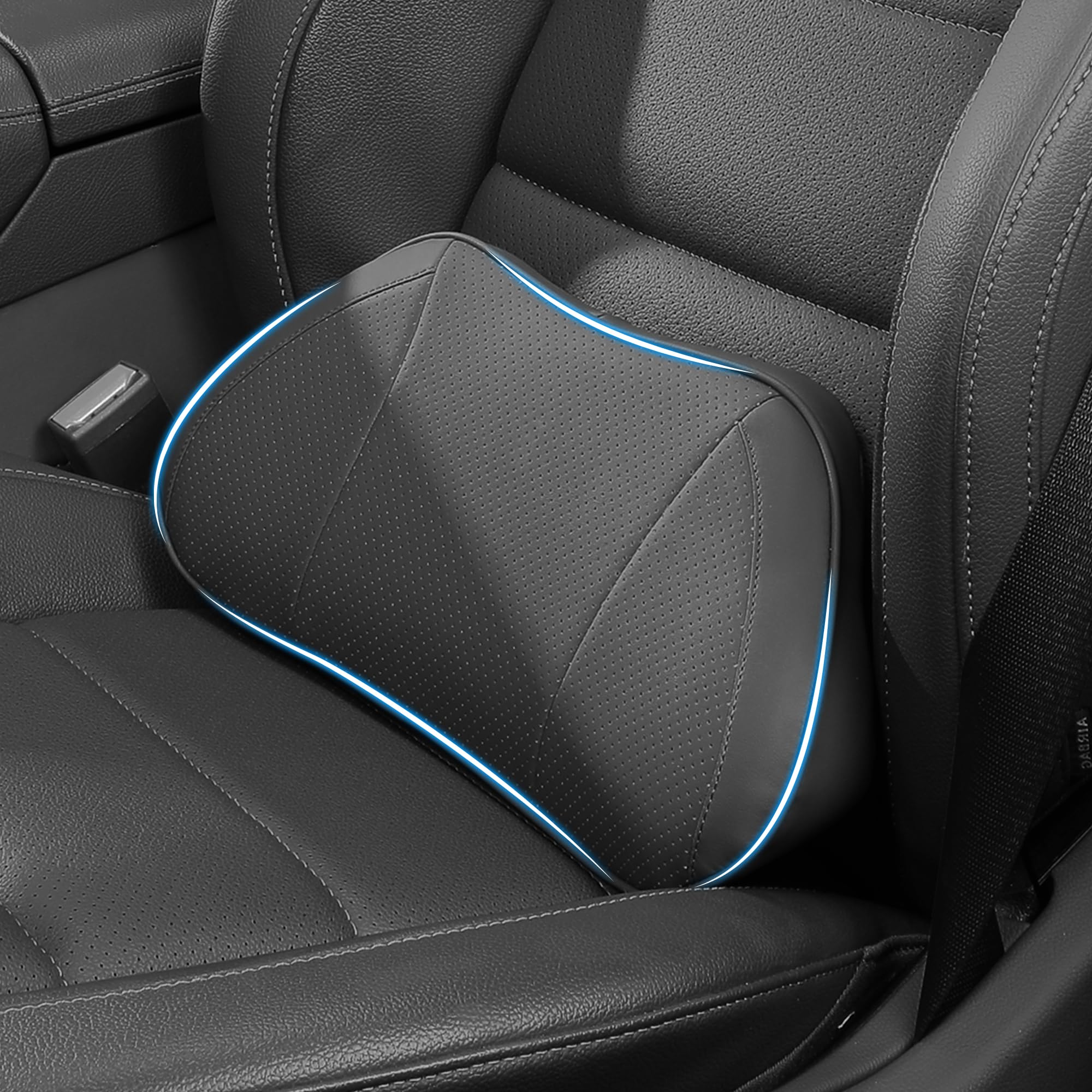 Lendenkissen Auto, Memory-Schaum-Lendenkissen zur Schmerzlinderung im unteren Rücken, Ergonomisches Rückenkissen für Autositze, Bürostuhl, Rollstuhl, Schwarz