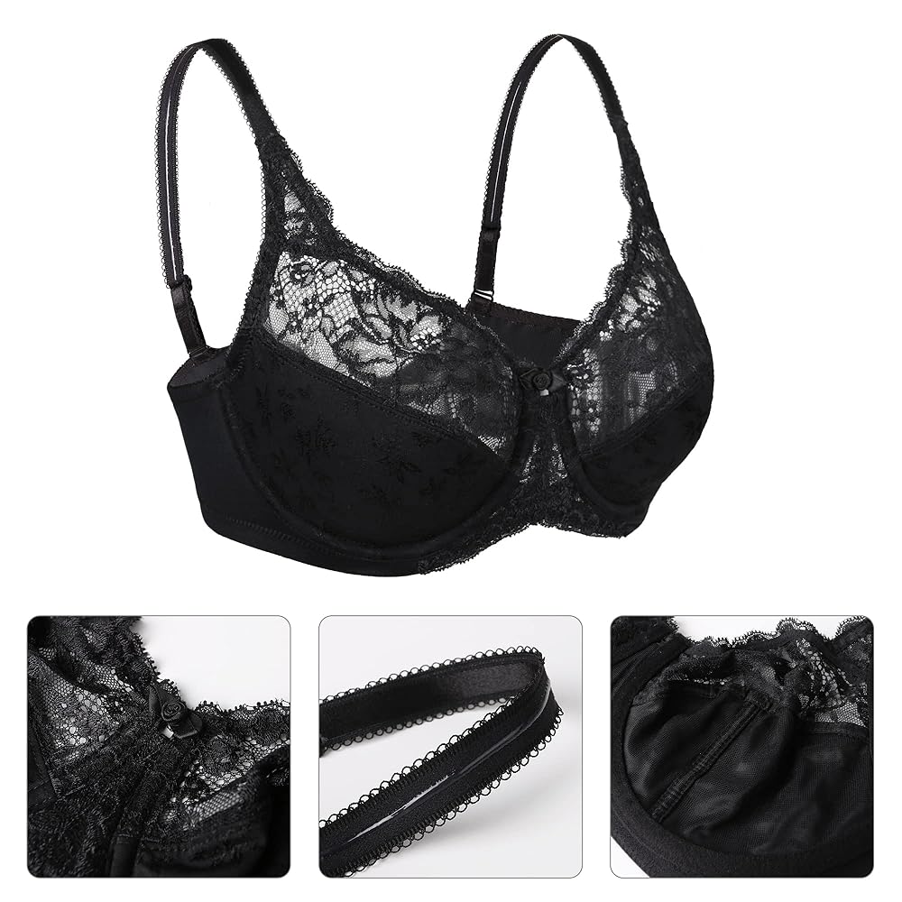 Lemorosy Women's Full Coverage Flower Lace Underwire