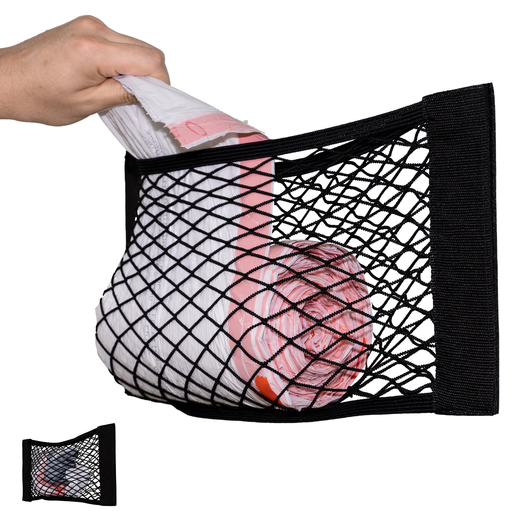 Nelspen Extra Large Trash Bag Holder Mesh Storage Net Grocery Bag Organizer Dispenser for Aluminum Foil, Garbage Bag, Plastic Wrap, Shopping Bag Under