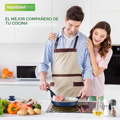 Miniatura 7 de Nutrichef Juego completo de utensilios de cocina de grado profesional de 54 piezas, utensilios de cocina antiadherentes de cerámica, ollas y