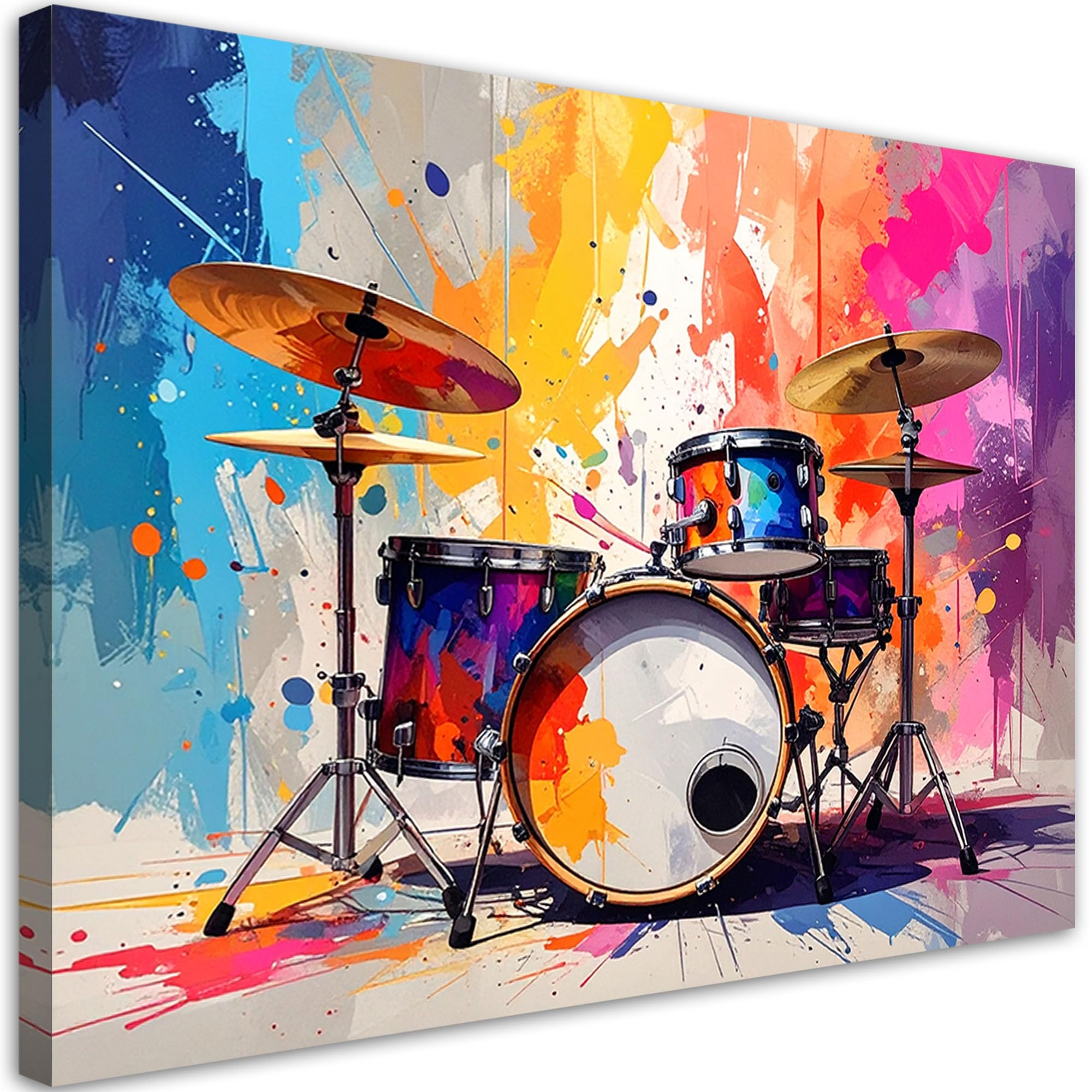 Feeby Obraz na Płótnie Canvas do salonu sypialni kuchni biura na ścianę - Perkusja instrumenty kolorowe - 100x70 1-częściowy - Nowoczesny Obraz ścienny Modna Dekoracja Sztuka Ścienna Zdjecie