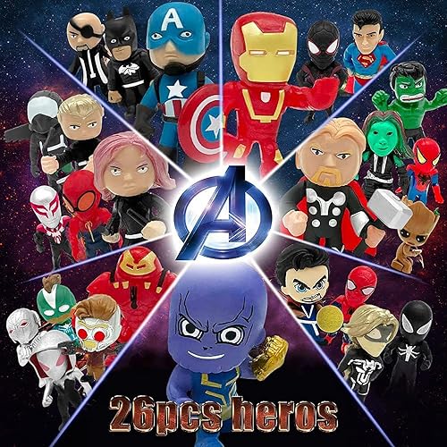 Miniatura 2 de Juego de 42 mini figuras de acción de superhéroes, aventuras, juego de juguetes de héroe de dinosaurio, ideal para Navidad, huevos de Pascua,