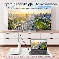 Vista 4 de Cable de extensión USB C de 100 W de 3.3 pies, 10 Gbps 90 grados en ángulo recto USB C 3.2 macho a hembra, extensor de video 4K, cable de carga