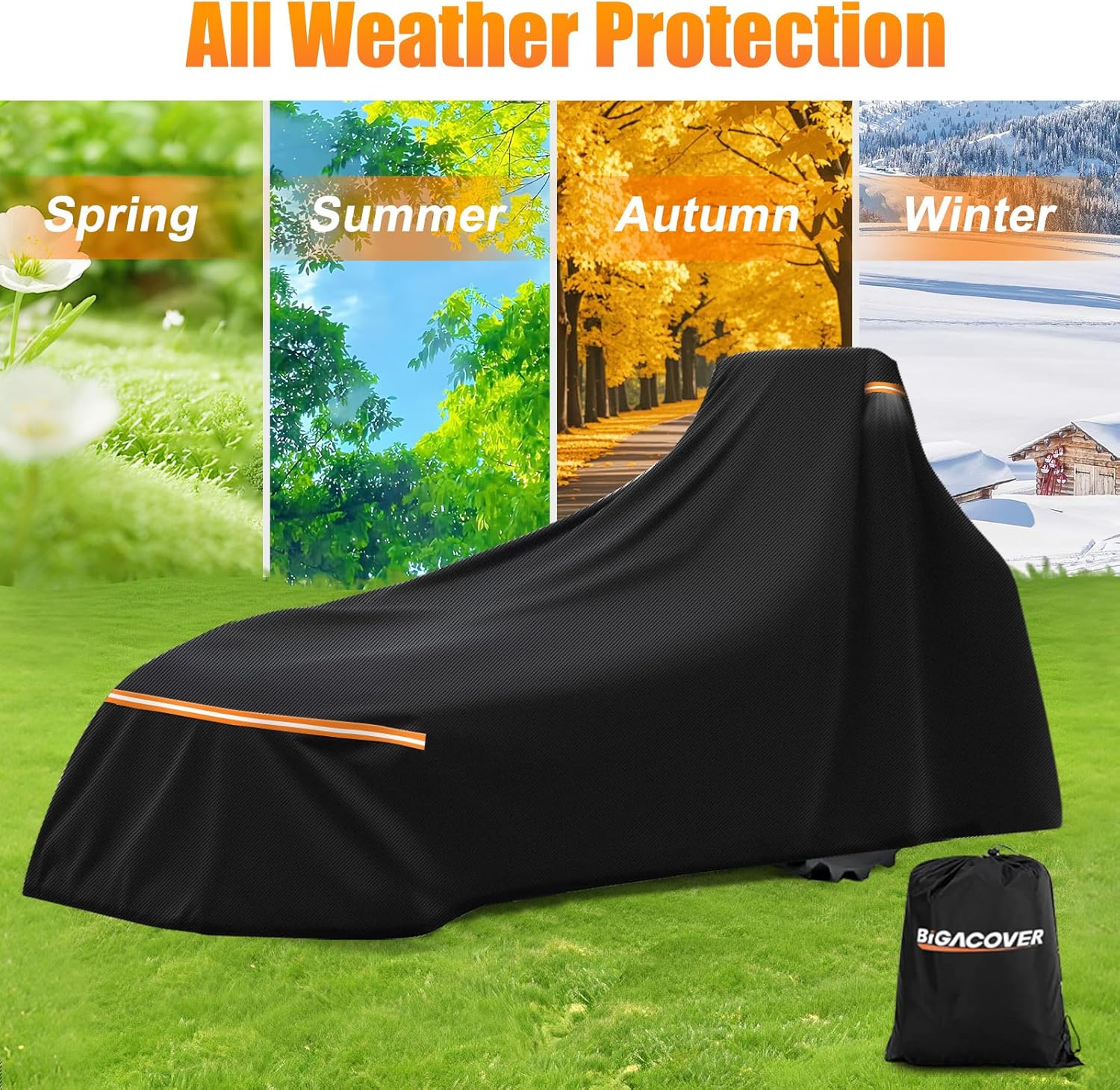 Heavy Duty Tractor Cover with Backhoe Waterproof 600D Oxford – Fits John Deere, Kubota, Mahindra, New Holland, Massey Ferguson Compact Tractors with Backhoe – All Weather Protection with Storage Bag