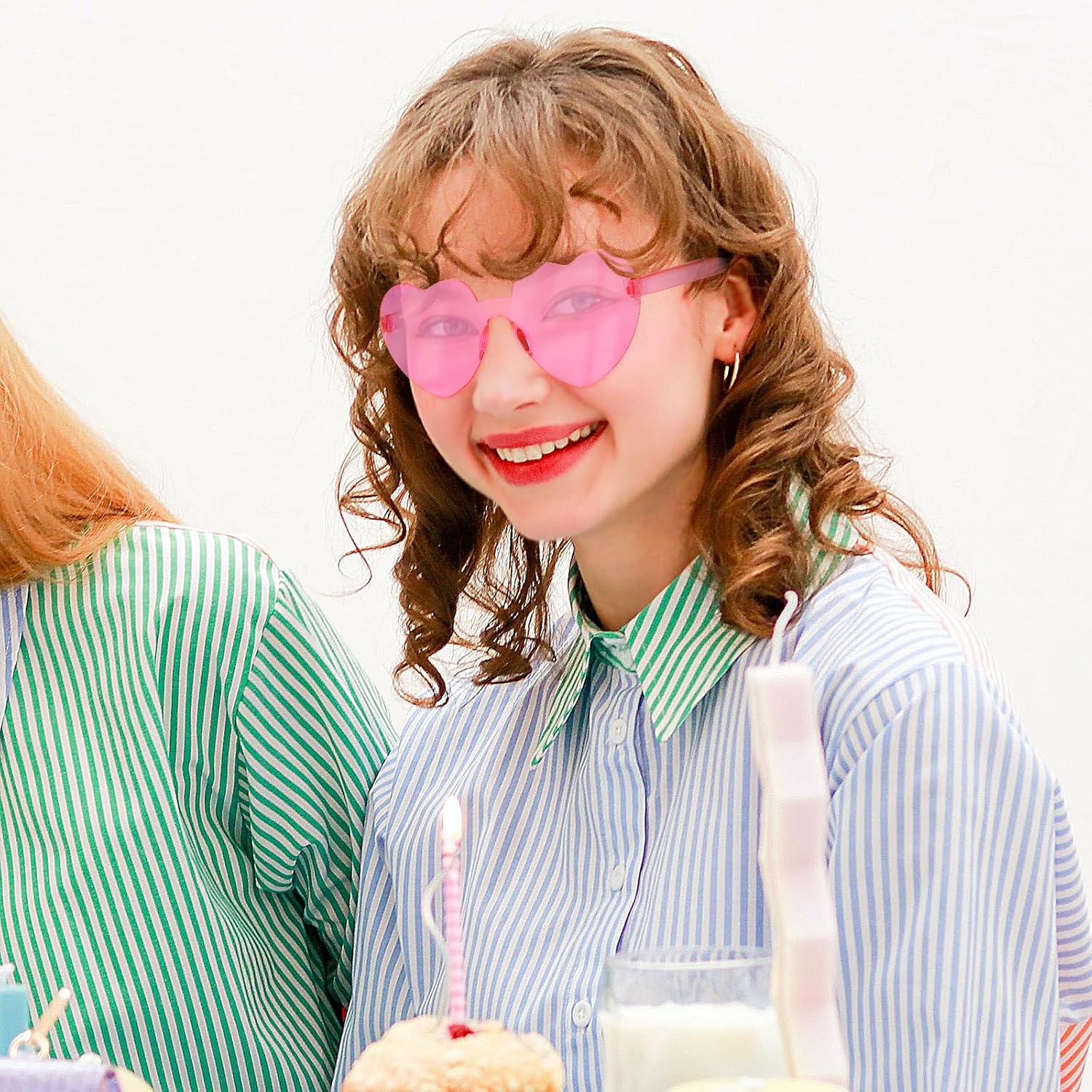 10 Pairs Heart Shaped Sunglasses for Women Rimless Heart Glasses Bachelorette Sunglasses Bulk Valentines Day Gifts (Pink) - Image 6