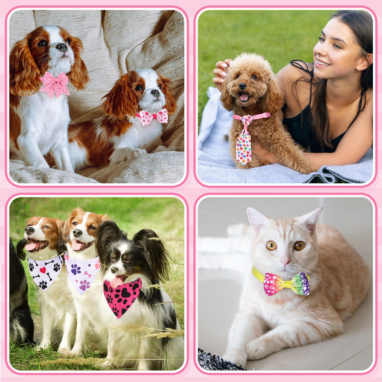 Reginary Hundehalstücher mit Pfotenknochen-Aufdruck, Set mit Fliegen, Katzenschal, bunt, waschbar, Dreieck, Haustierhalstuch, niedliches Lätzchen für den Sommer, kleine, mittelgroße und große