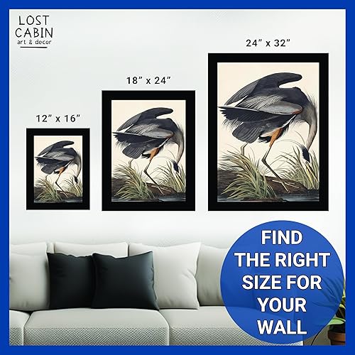 Miniatura 6 de Lost Cabin Great Blue Heron de James Audubon  Lienzo en marco biselado dorado  Reproducción de pinturas de obras de arte finas  Póster decorativo