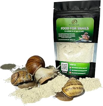 Land Snail Food with Protein + Calcium + Minerals - 7 Oz 200 Grams - For All Types of Pet snails Garden snail, Giant African snail, Helix Aspersa, Pomatia etc
