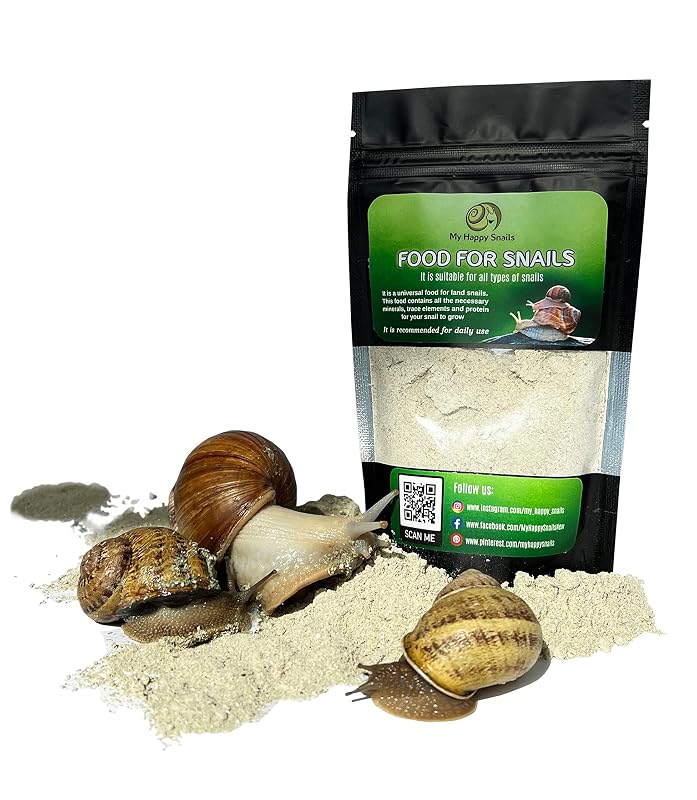 Alimento para Caracóis Terrestres com Proteína, Minerais e Vitaminas My Happy Snails 200 g