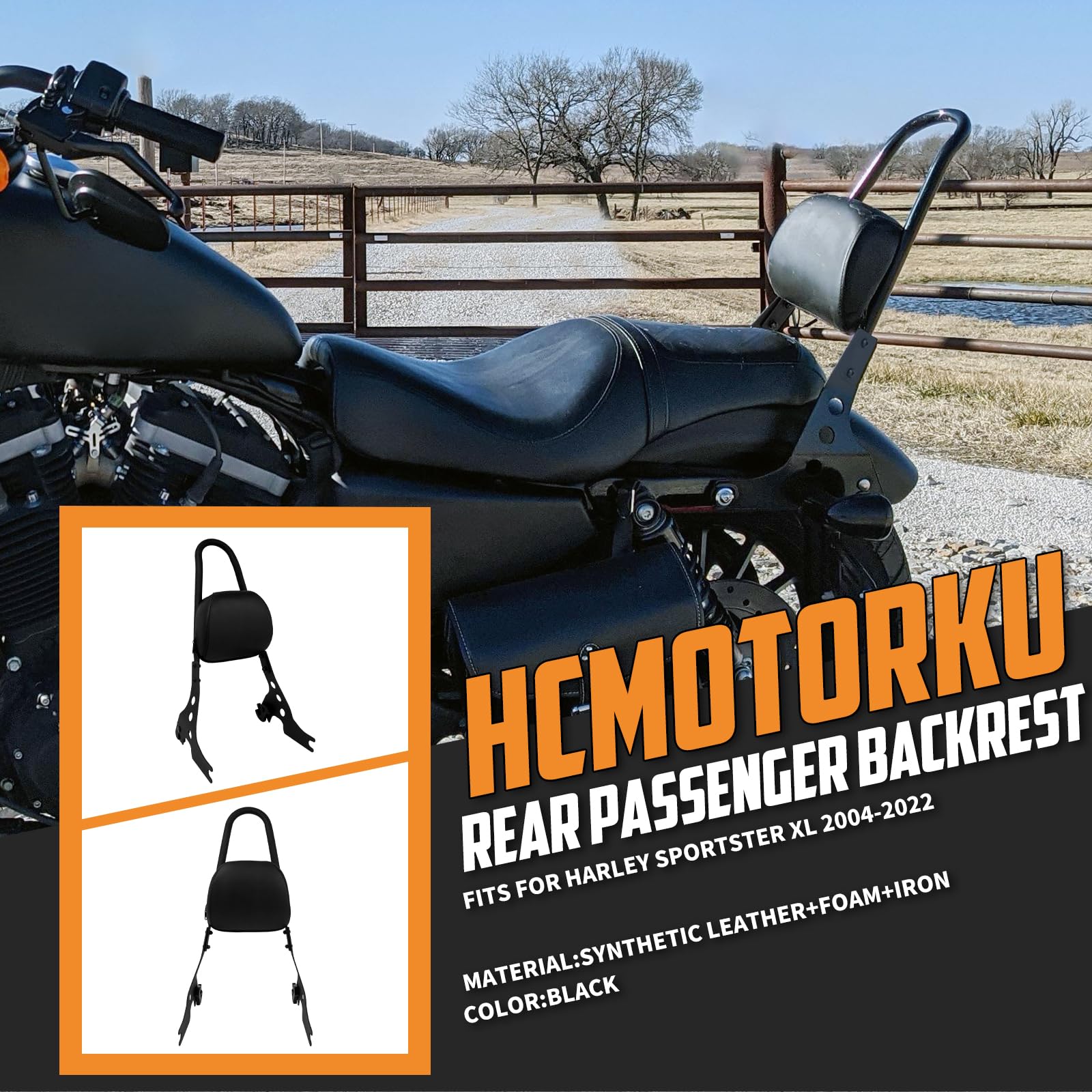 Schienale passeggero staccabile per moto Sissy Bar con cuscino imbottito adatto per Harley Sportster Iron 883 XL883N 1200 2004-2022