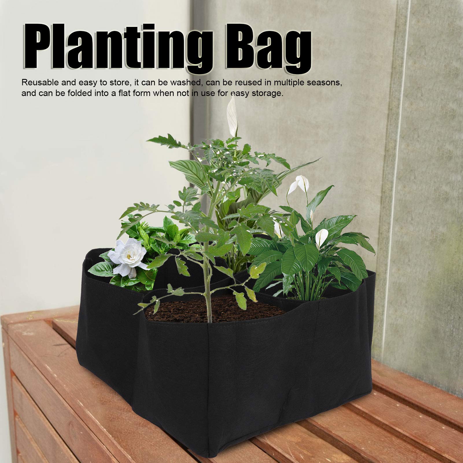 Borsa Da Coltivazione In Tessuto Non Tessuto | 8 Scomparti, Letto Rialzato 180x90x30 Cm | Per Ortaggi, Patate, Carote | Riutilizzabile E Traspirante, Peso 600g - 6