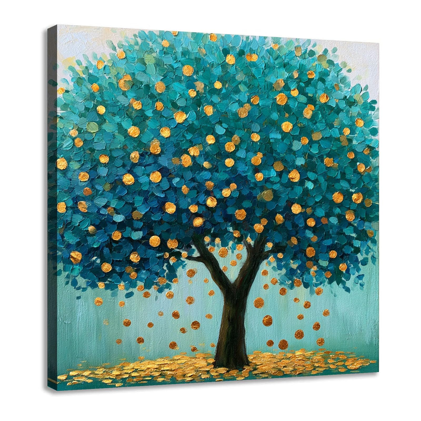 Cuadros decorativos de árbol de la vida vintage Josue con marco dorado de 20x20 cm para tu salón 7
