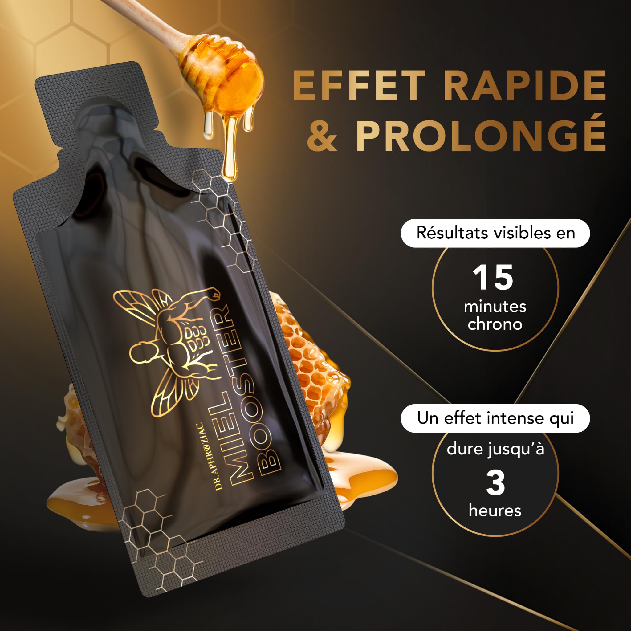 Miel by DR.APHROZIAC – 12 sticks pratiques de 15 g – Maca & Ginseng – Saveur douce, texture soyeuse – Une expérience authentique et distinguée