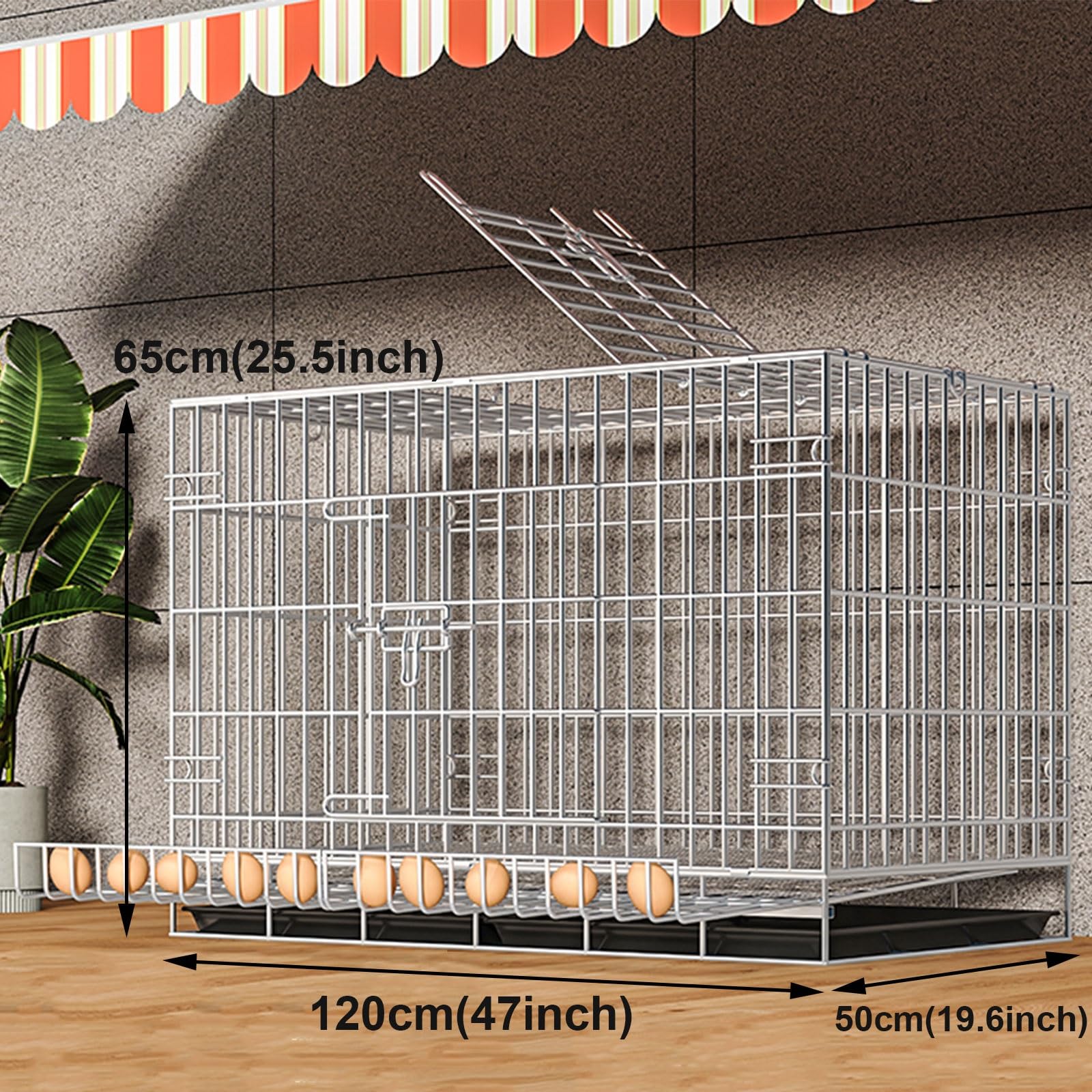 Kurnik Dla Kur Metalowy Zimowy, Odporny na Warunki Atmosferyczne Z Wysuwanym Wkładem, Zamek W Drzwiach, Pokrywa Przeciwdeszczowa Obudowa Kurnika(120 * 50 * 65CM)