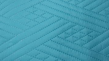 DaDa Bedding Turqouise Blue Bedspread Lightweight Bright Blue Quilted Lagoon Sky Blue Quilt Bedspread Ultrasonic Coverlet Quilt California King Size - 98 x 104