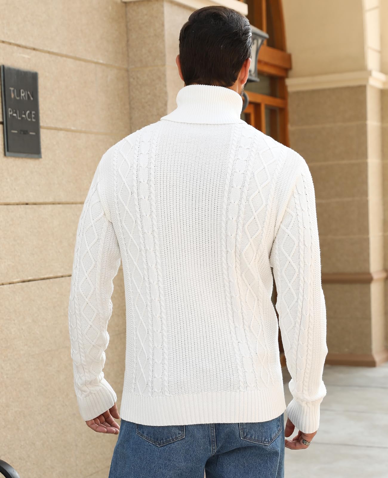 Homme Pull Col Roulé Hiver Chaud Pullover Sweater à Manches Longues Tricoté en Maille Classique Slim Fit Pull