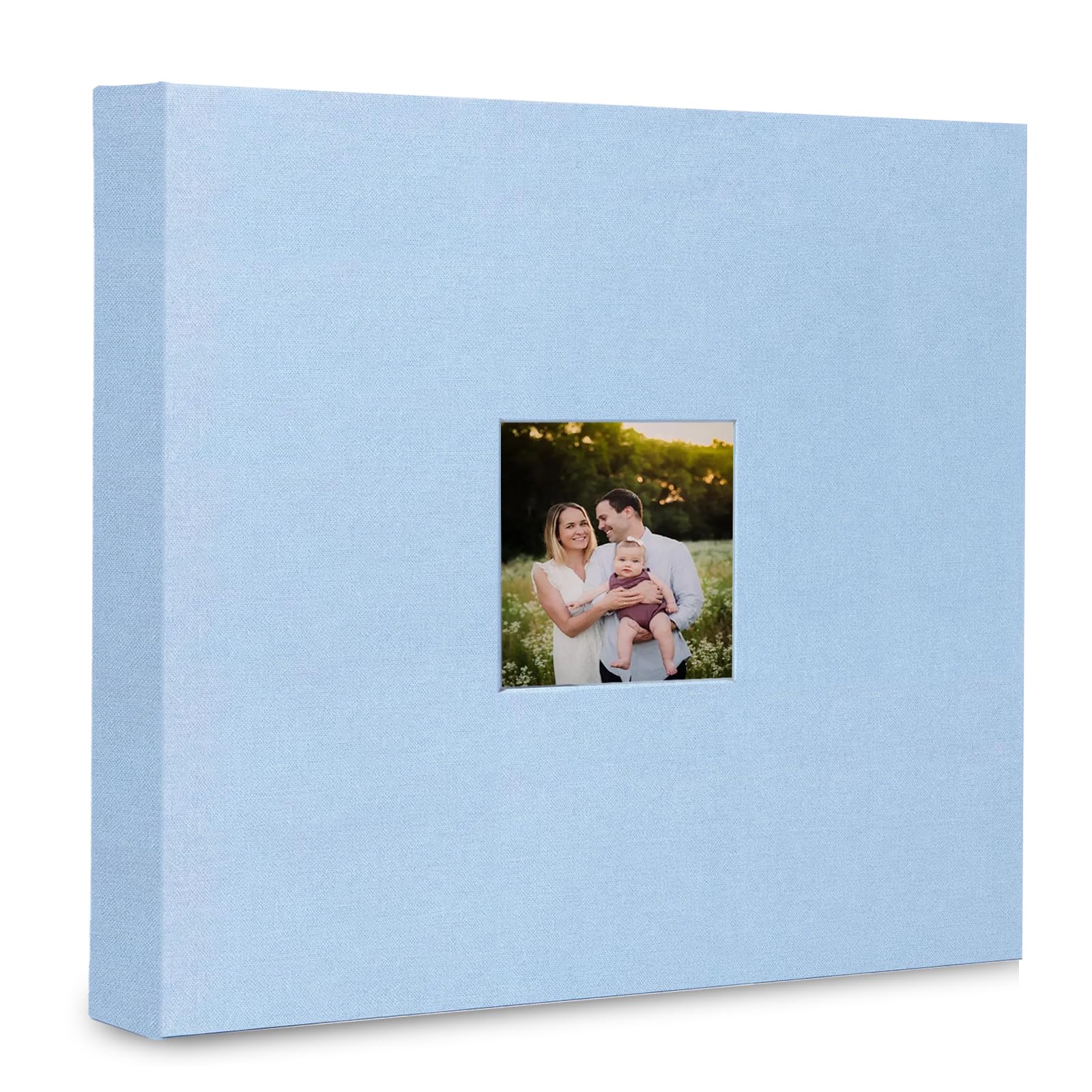 J.west Album fotografico per scrapbooking, 30 x 30 cm, con 30 buste in plastica, 60 pagine, copertina in lino, grande raccoglitore a 3 anelli, album per foto di famiglia, matrimoni, album fotografici