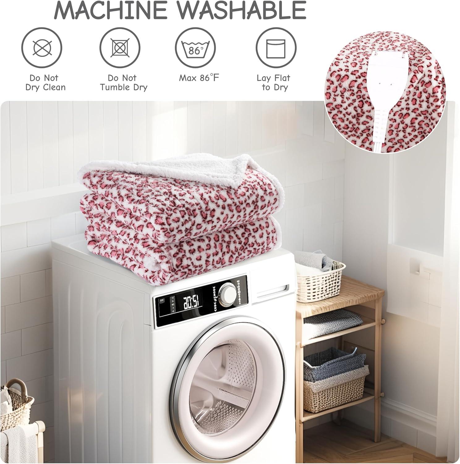 Electric Heated Blanket Full Size 72"x84", Ultra-Soft Plush with Overheat Protection, 9 Adjustable Heat Settings & 10-Hour Auto-Off Timer, Fast Heating for Winter Comfort, Pink White Leopard Print - Image 8