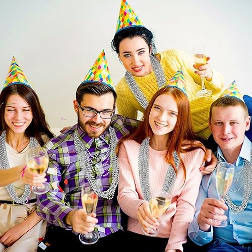 Miniatura 6 de 144 collares de cuentas, cuentas plateadas de Mardi Gras de Navidad, recuerdos de fiesta, collares de Navidad de 33 pulgadas a granel, accesorios de