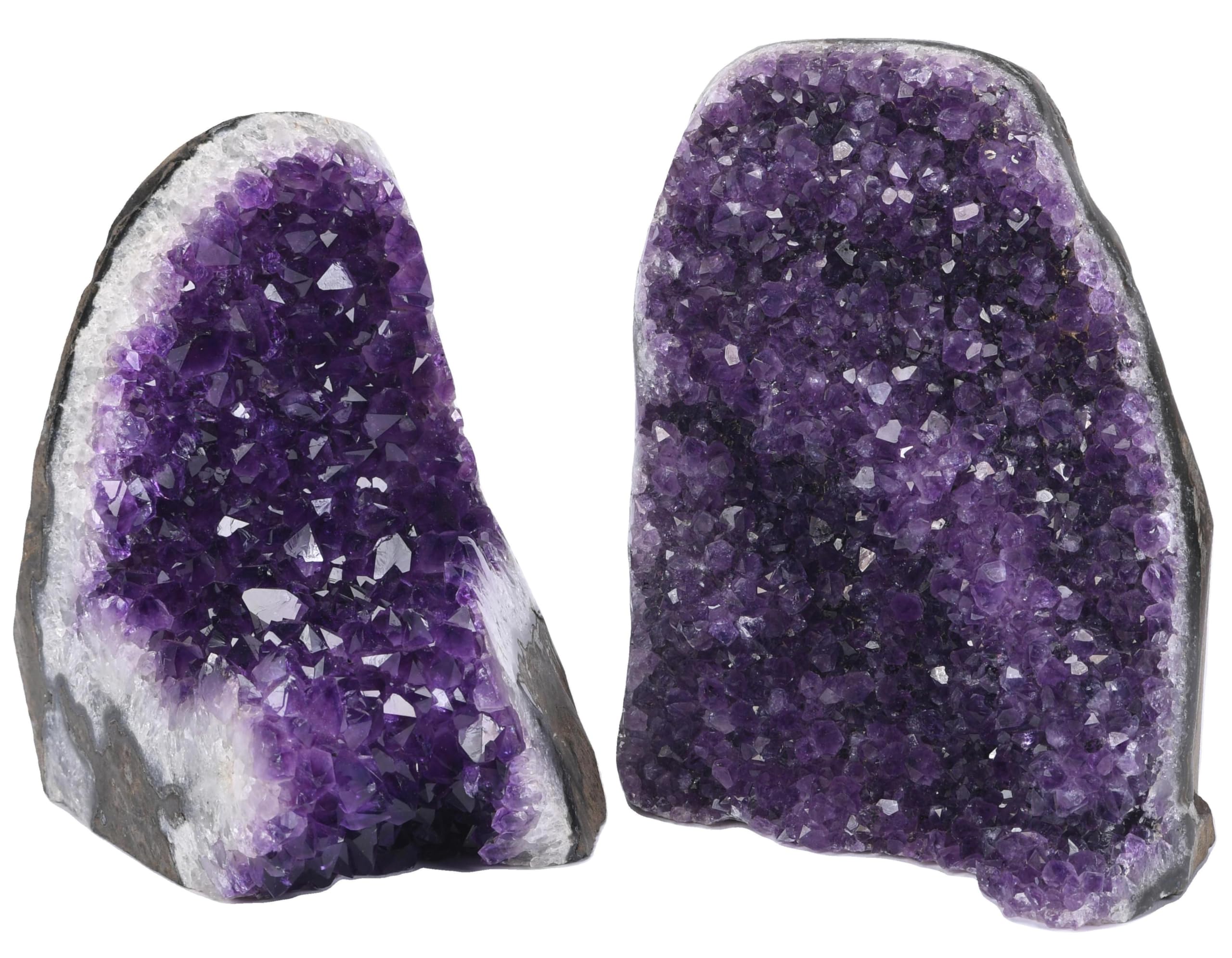 Grappolo di pietre geode di ametista di alta qualità, da 3 a 1,6 kg, ogni pezzo è unico e naturale, vero cristallo curativo grezzo proveniente dall'Uruguay, decorazione viola scuro, bacchetta di