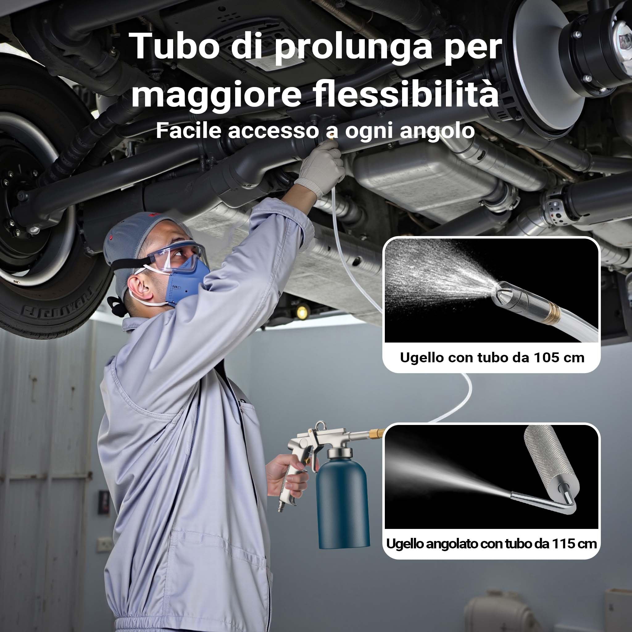 Wiltec Pistola a spruzzo 1100ml 4-6bar 1/4" Spruzzatore Erogatore per protezione scatolati auto