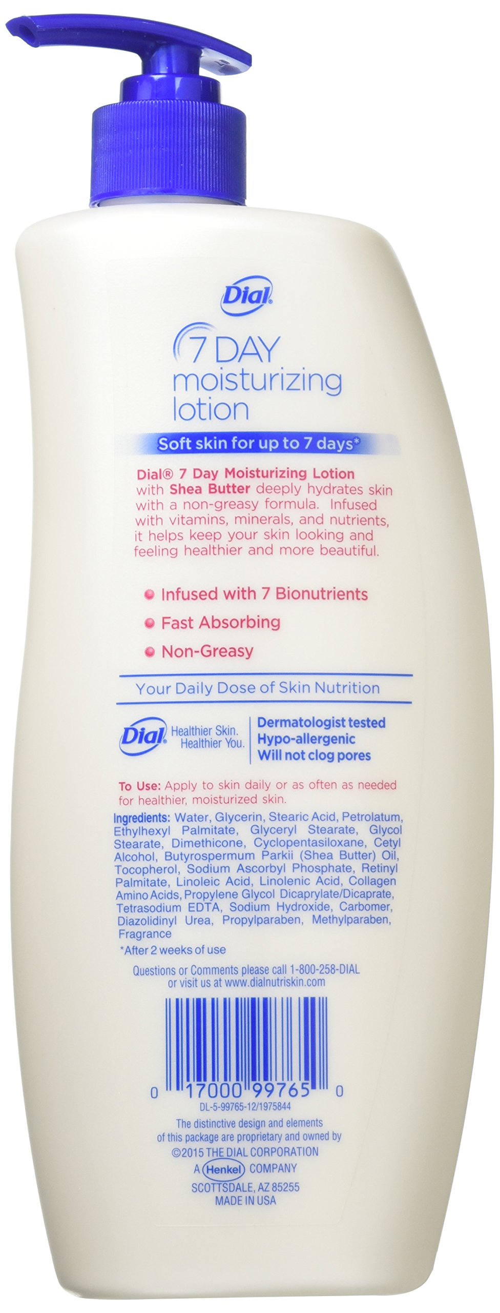 Dial 7-Day Moisturizing Lotion with Shea Butter For Extra Dry Skin, 21 Ounce Bottle