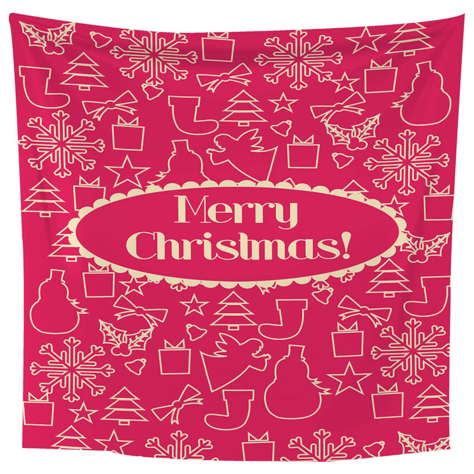 Garden Wall Decor, Adornos Hogar Navidad Tema Navideño Feliz Navidad Rosa Amarillo Poliéster Decoracion Aesthetic Tapiz 240X220cm