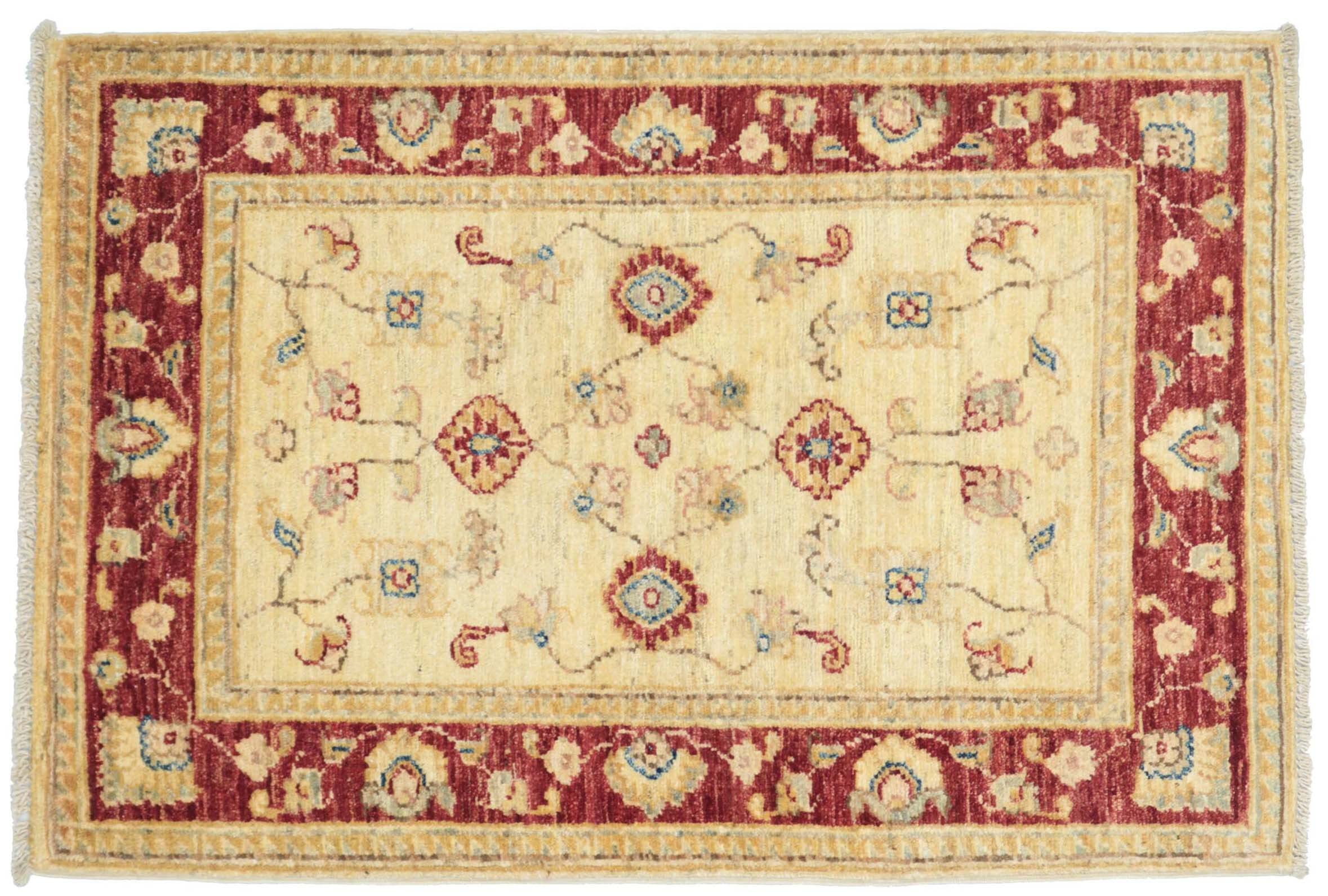 Tapis Chobi Ziegler beige fait main 60x90 cm pour une ambiance sereine et poétique