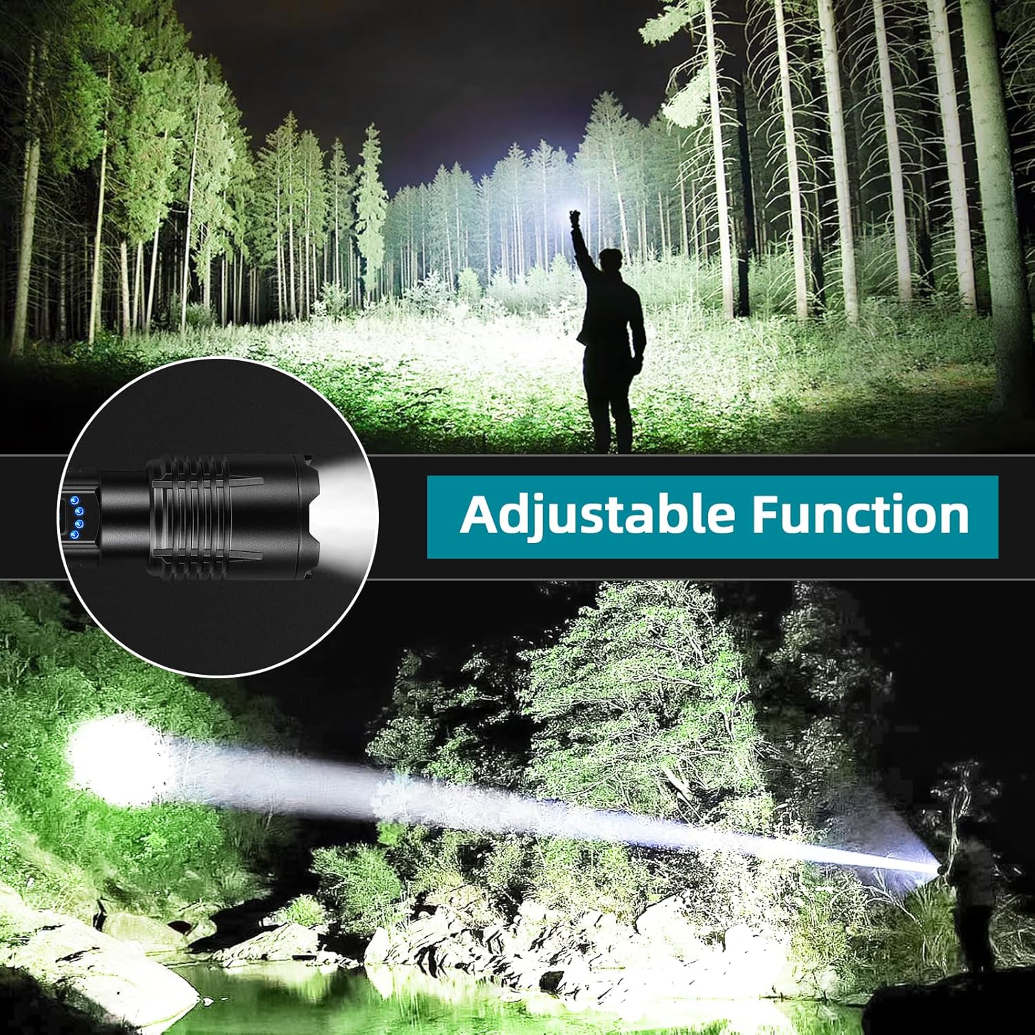4 Pack Flashlight Rechargeable High Lumens, 99000 Lumen Super Bright LED FlashLights, 5 Modes Adjustable Powerful Handheld Flash Light for Home, Camping, Hiking - Image 6
