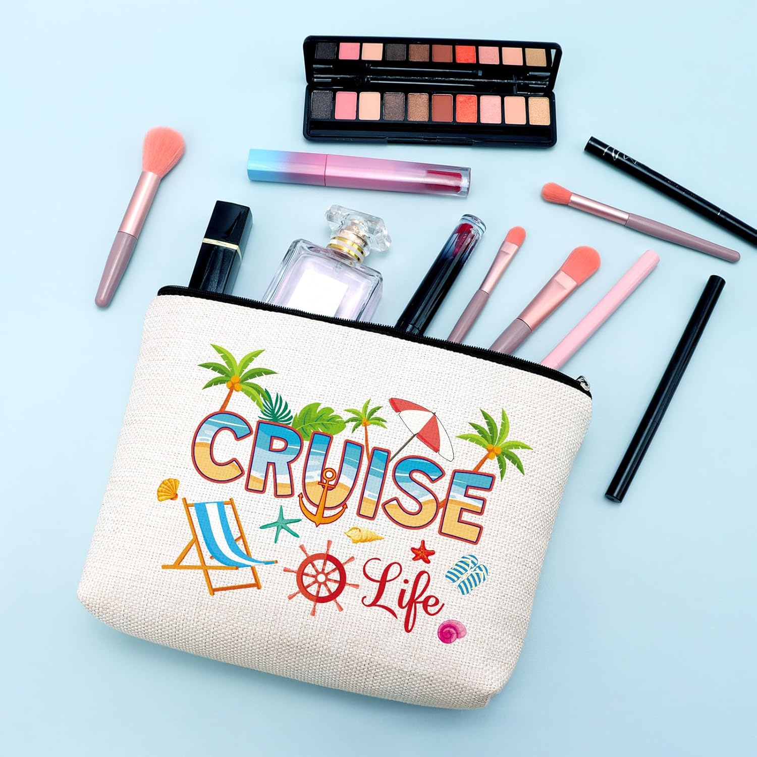 Cruise Lovers Gifts for Women Makeup Bag Summer Vacation Trip Gift for Women Bestie Her Daughter Wife BFF Sister Travel Toiletry Cruise Ship Essentials Accessories for Beach Vacation Cosmetic Bag - Image 4