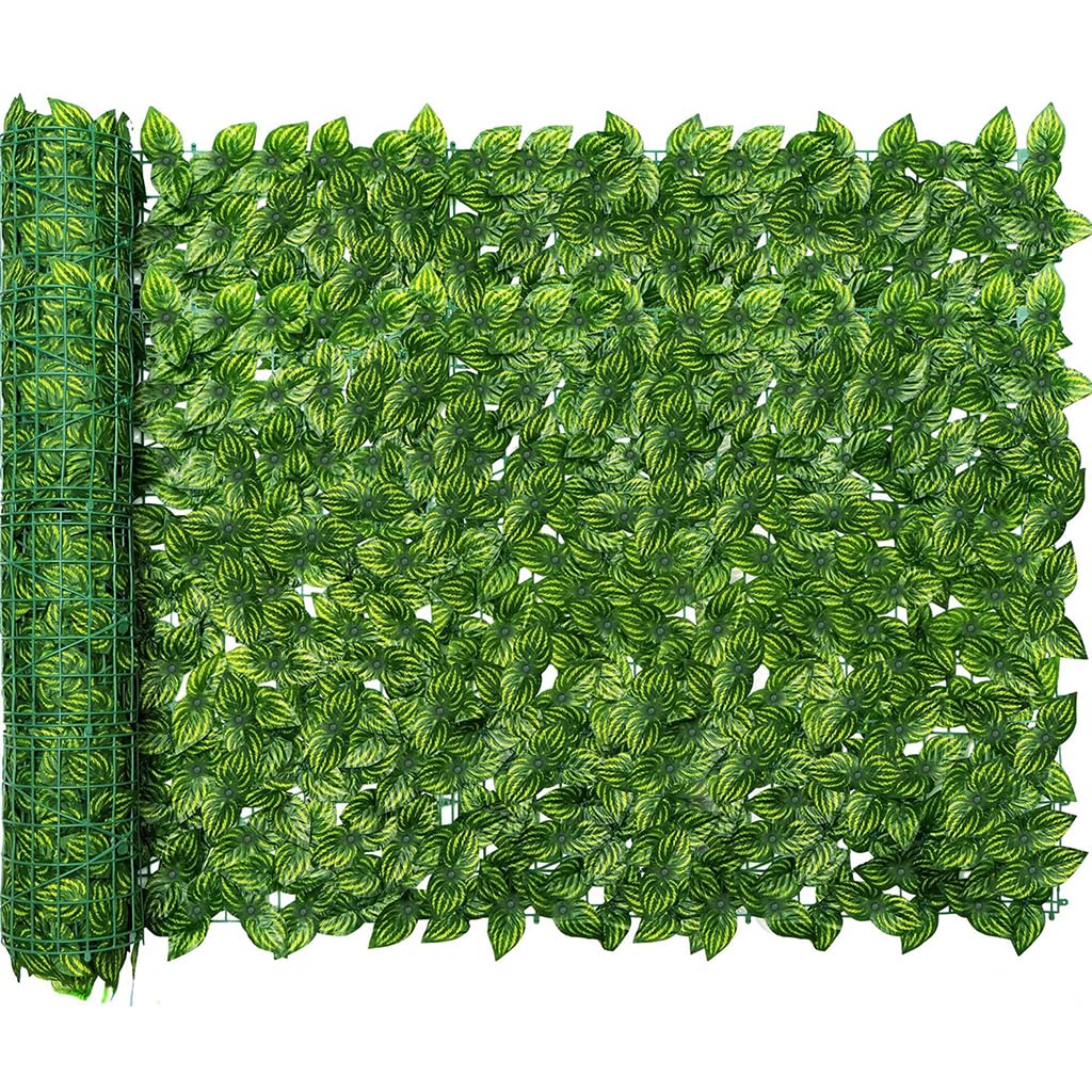 ZIBUYU® Artificial Leaves for Decoration Wall Faux Ivy Leaf Mat 1m x 3m Dark Green - Privacy Fence Panel, Artificial Green Grass for Wall Decoration, Fits Balcony, Vertical Garden