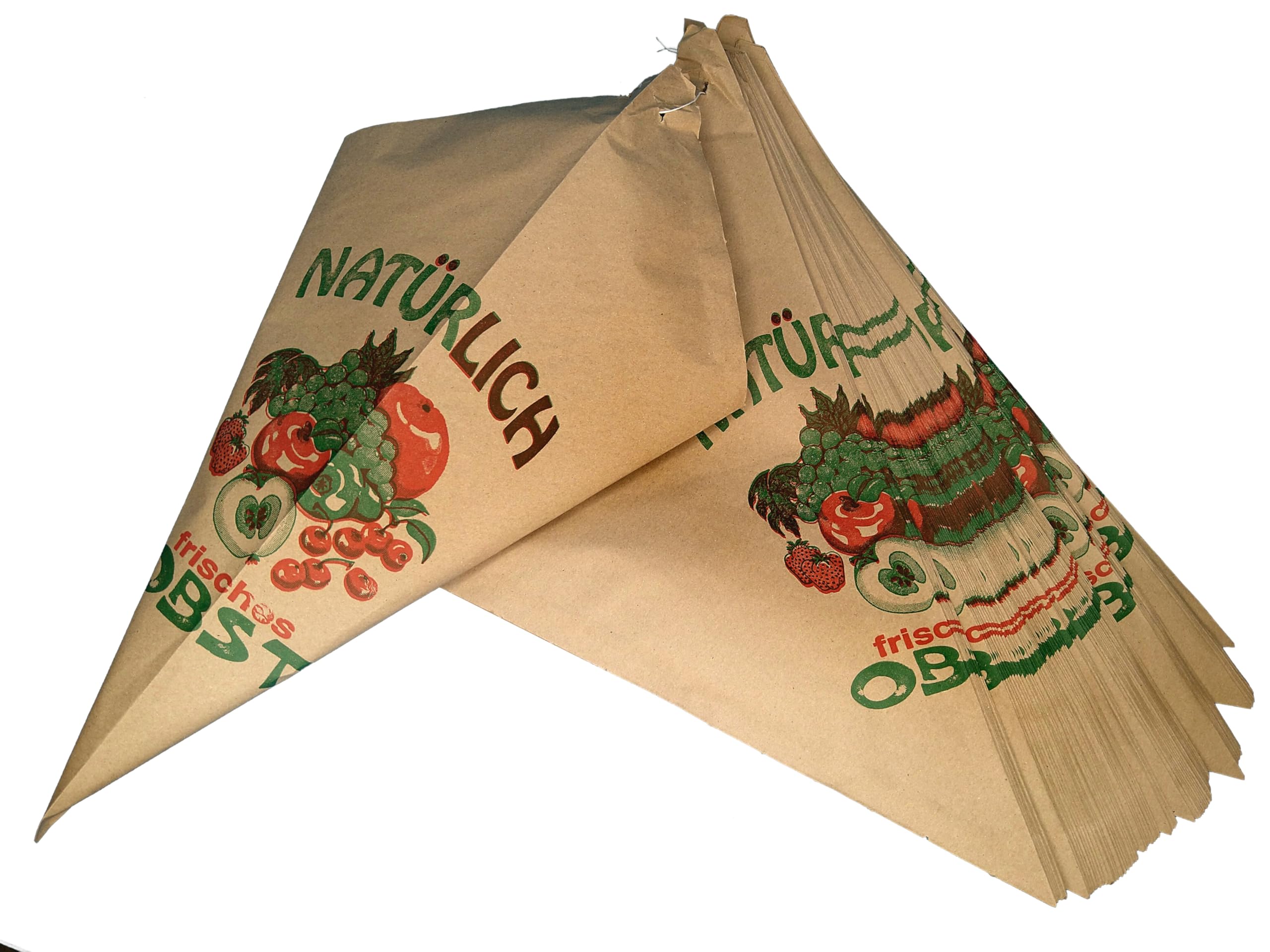PGV Obst-Spitztüten aus Papier gefädelt (31 cm / 750 g, 1000 Stück)