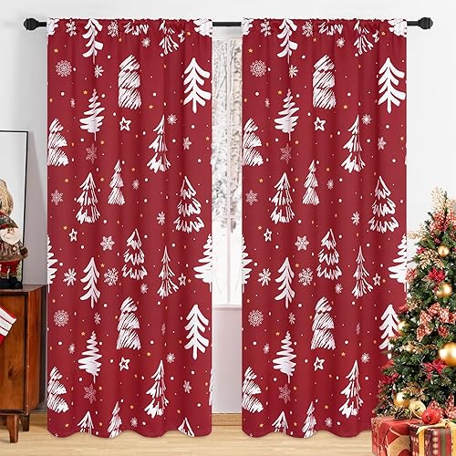 Alishomtll Cortinas opacas de Navidad para dormitorio de 84 pulgadas de largo, juego de 2 paneles de cortinas de Navidad para sala de estar con