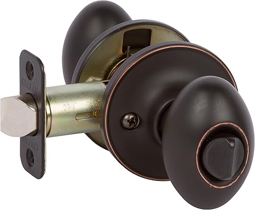 Miniatura 2 de Delaney Hardware Carlyle - Pomo de puerta de privacidad para puertas izquierdasmanuales, bronce aceitado