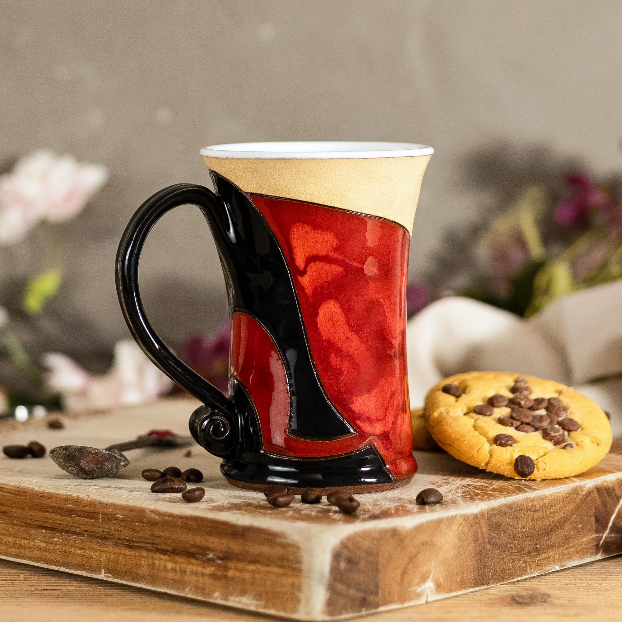 Felisteya Handmade Ceramic Coffee Mug, Black Cat Pottery Mug, 320ml Artisan Tea Cup, Unique Decorative Mug - Image 3
