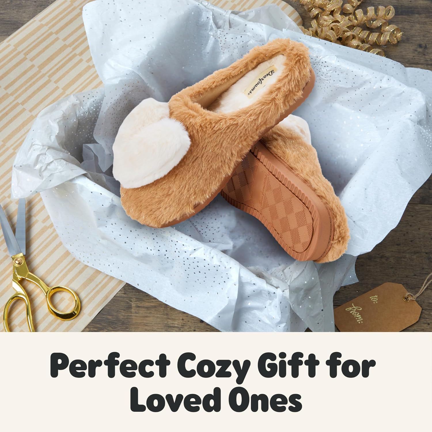 Dearfoams womens Cozy Rosie Cuties Plush Fuzzy Giftable House Shoes With Memory Foam - Image 3