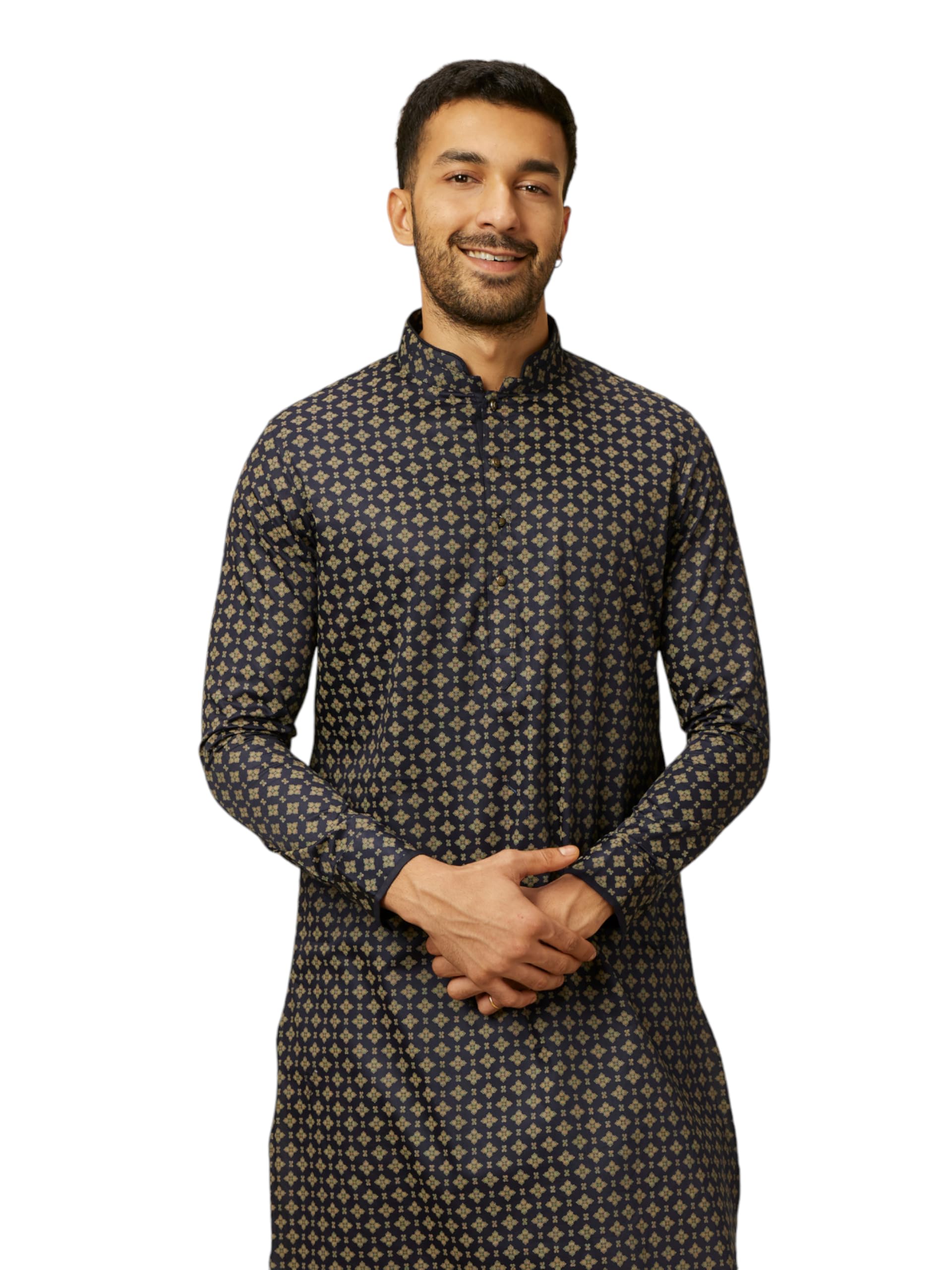 manyavar Men's Cotton Printed Full Sleeves Kurta (1pc)-picture-35