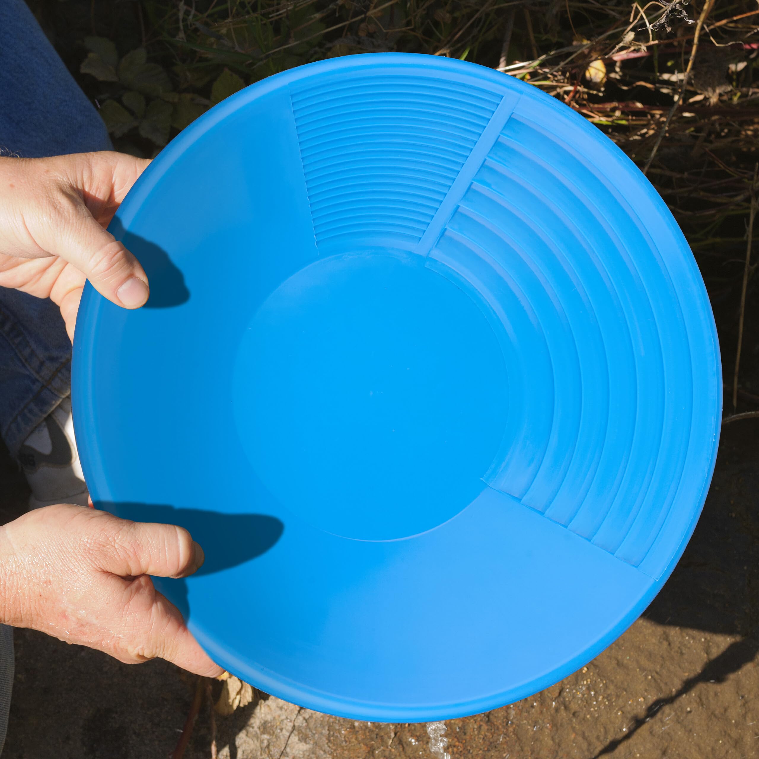 Relaxdays Set 2 Setacci per Oro, Kit Metal Detector Cerca Metallo, Batea Fiume, Gold Pan HxD: 8 x 38 cm, Plastica, Blu