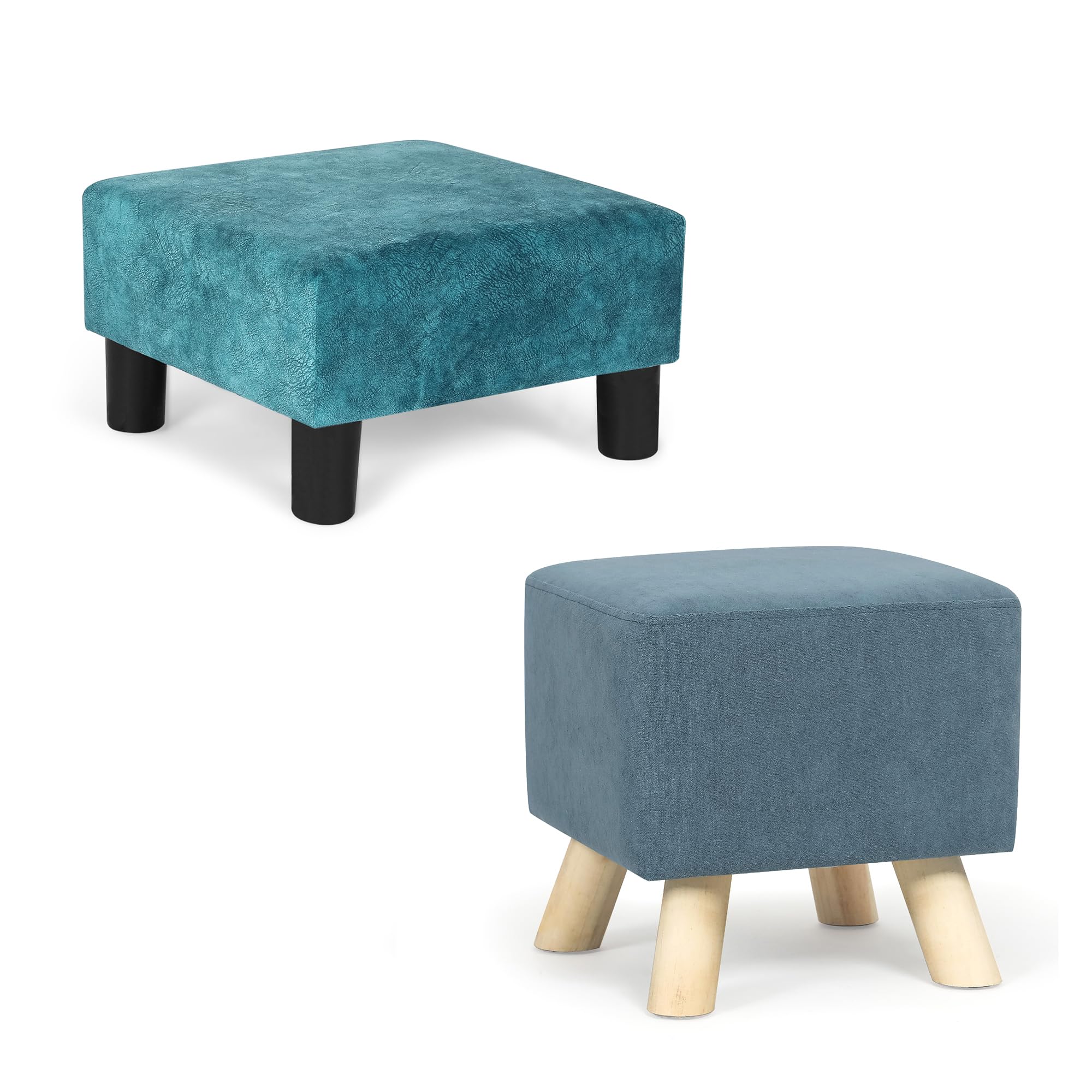 Asense Footrest Ottoman with Plastic Legs + Footrest Ottoman with Wood Legs