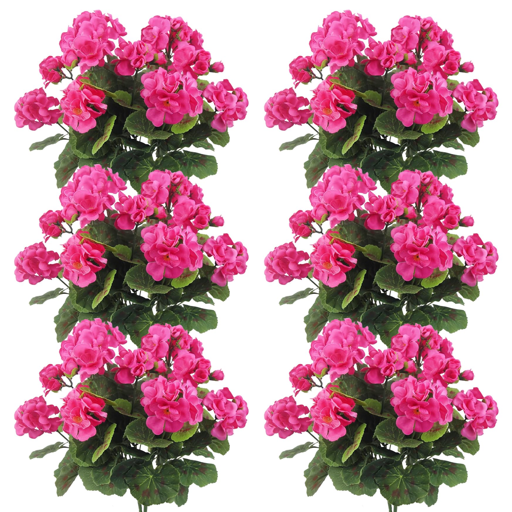 Géraniums fleurs artificielles pour cimetière et extérieur | Résistant aux intempéries rouge rose