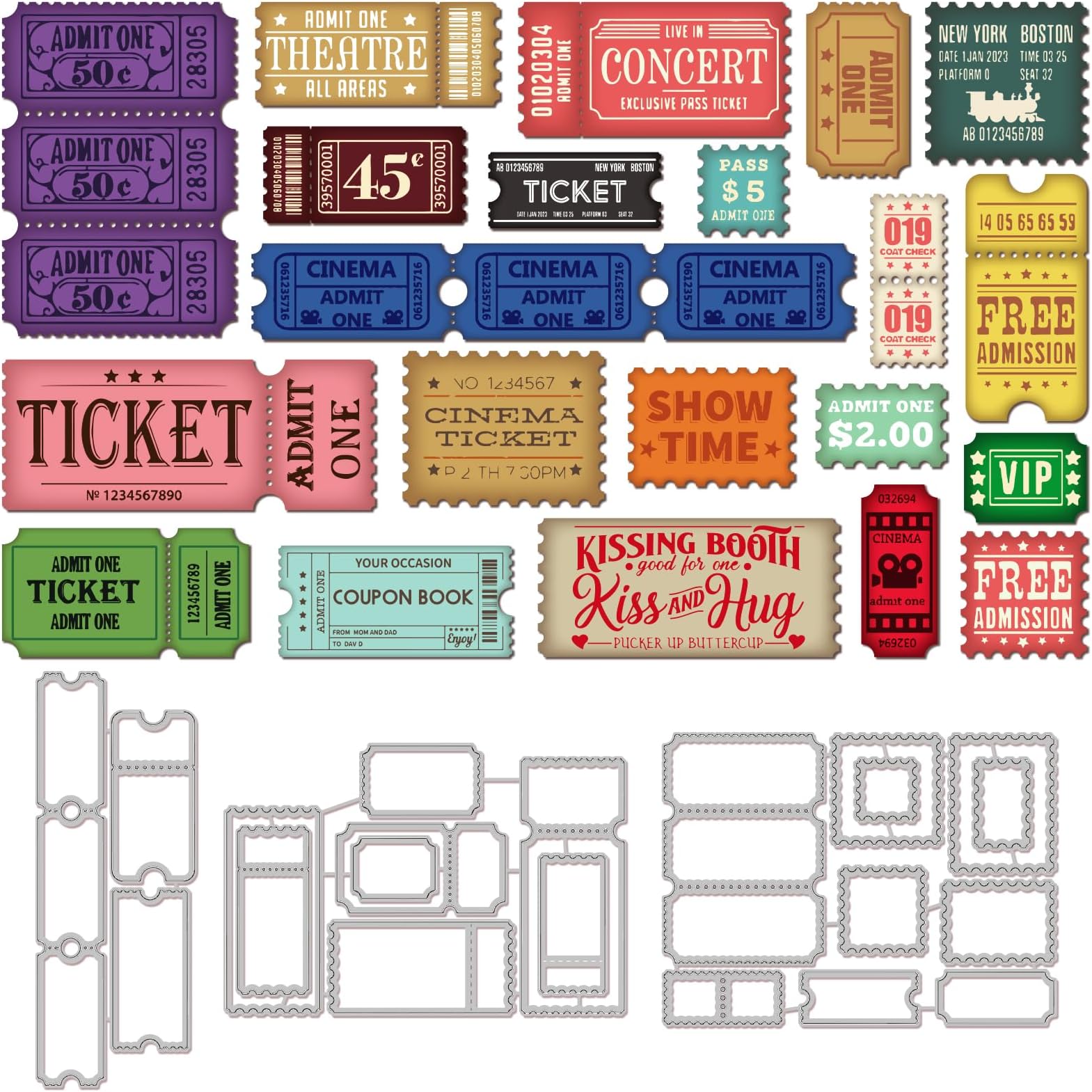 GLOBLELAND Postage Stamp Background Cutting Dies for Card Making Tickets Border Cut Die for DIY Scrapbooking Journal Embossing Paper Craft Decor