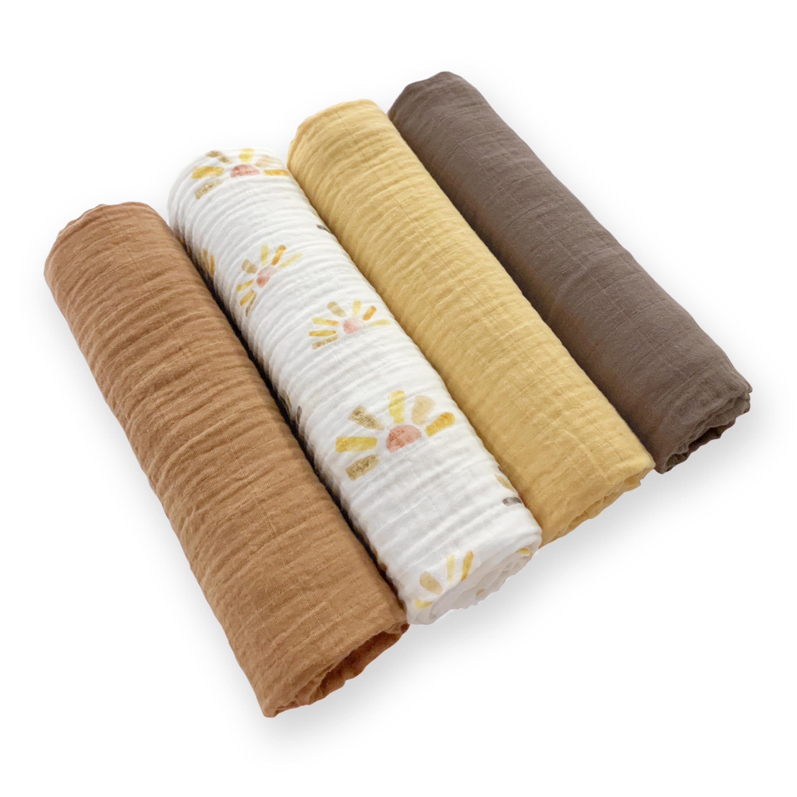 SwaddleDesigns Cotton Muslin Swaddle Blankets - Set Of 4 Big 46x46 Inch Baby Receiving Blankets - Super Soft & Breathable For Boys & Girls (Heavenly Floral)