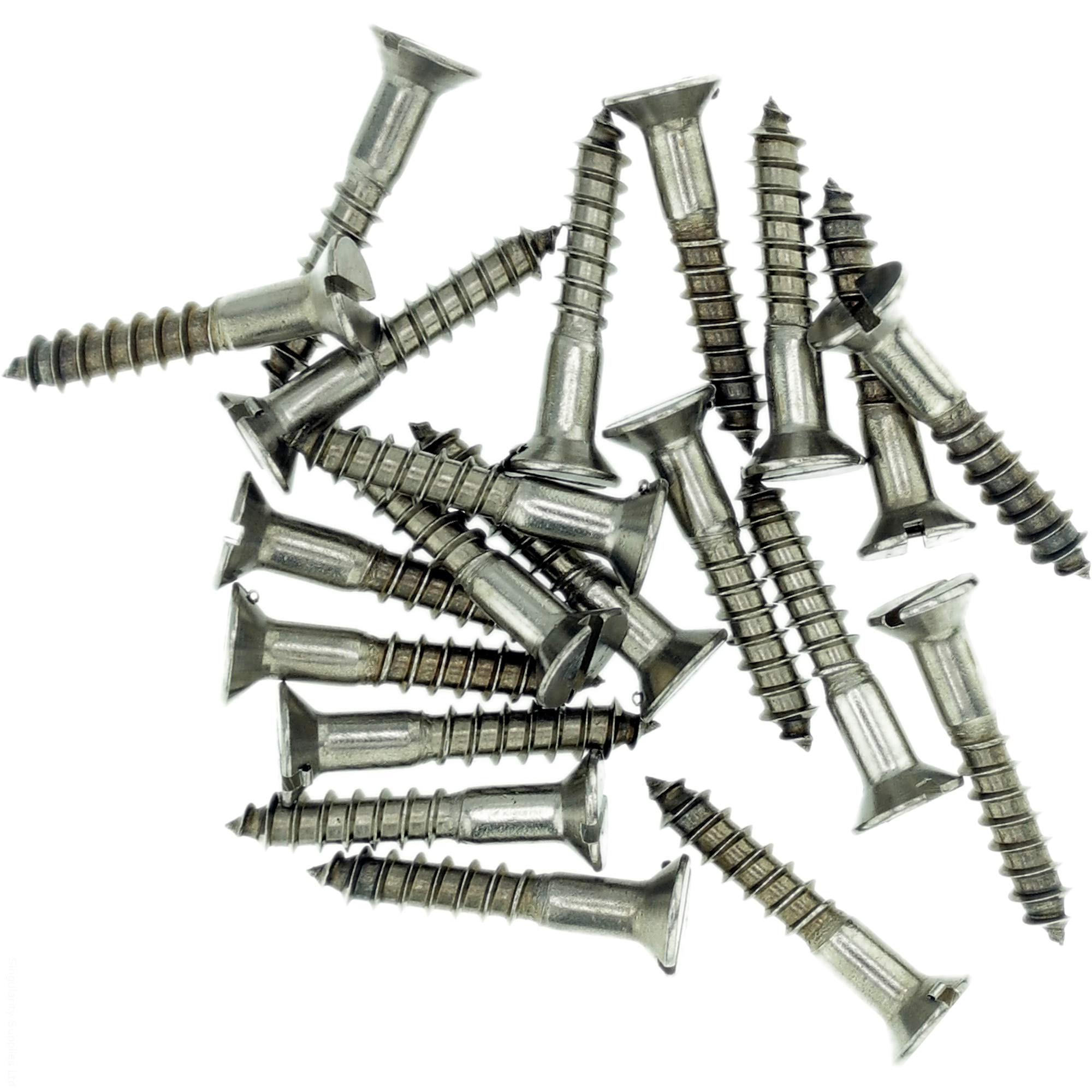 Singularity Supplies No.8 X 1.58 (4.0Mm X 40Mm) Slot Countersunk Wood Screw - Stainless Steel (A2) (Pack Of 20)