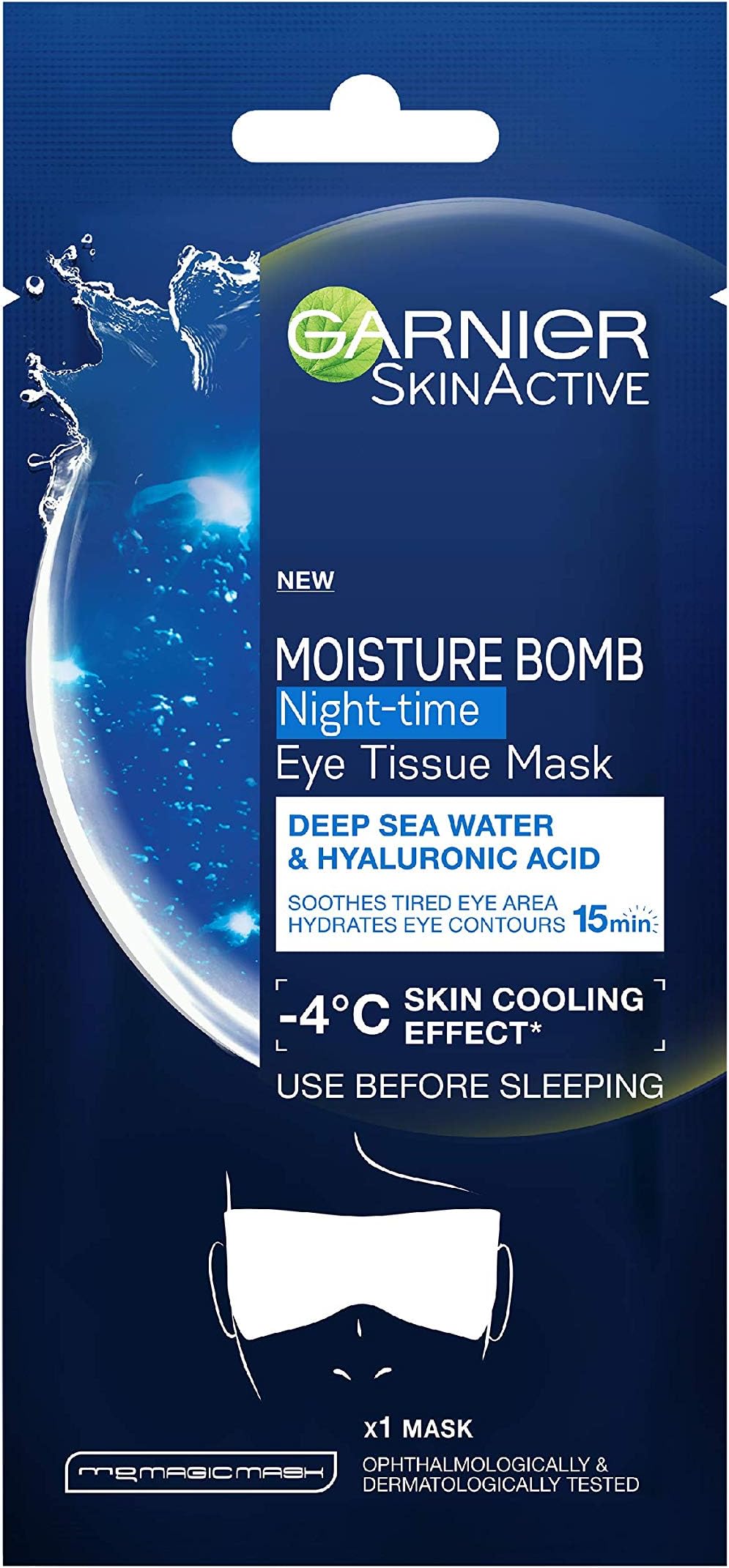 Garnier Moisture Bomb Night-Time Eye Sheet Mask Deep Sea Water and Hyaluronic Acid 6g